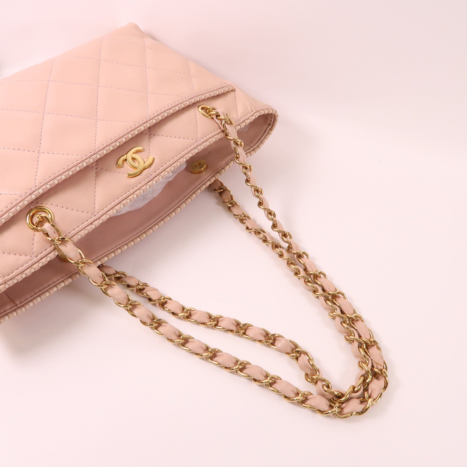 CHANEL 羊皮皮革Shoulder Bag金扣鏈帶肩背袋
