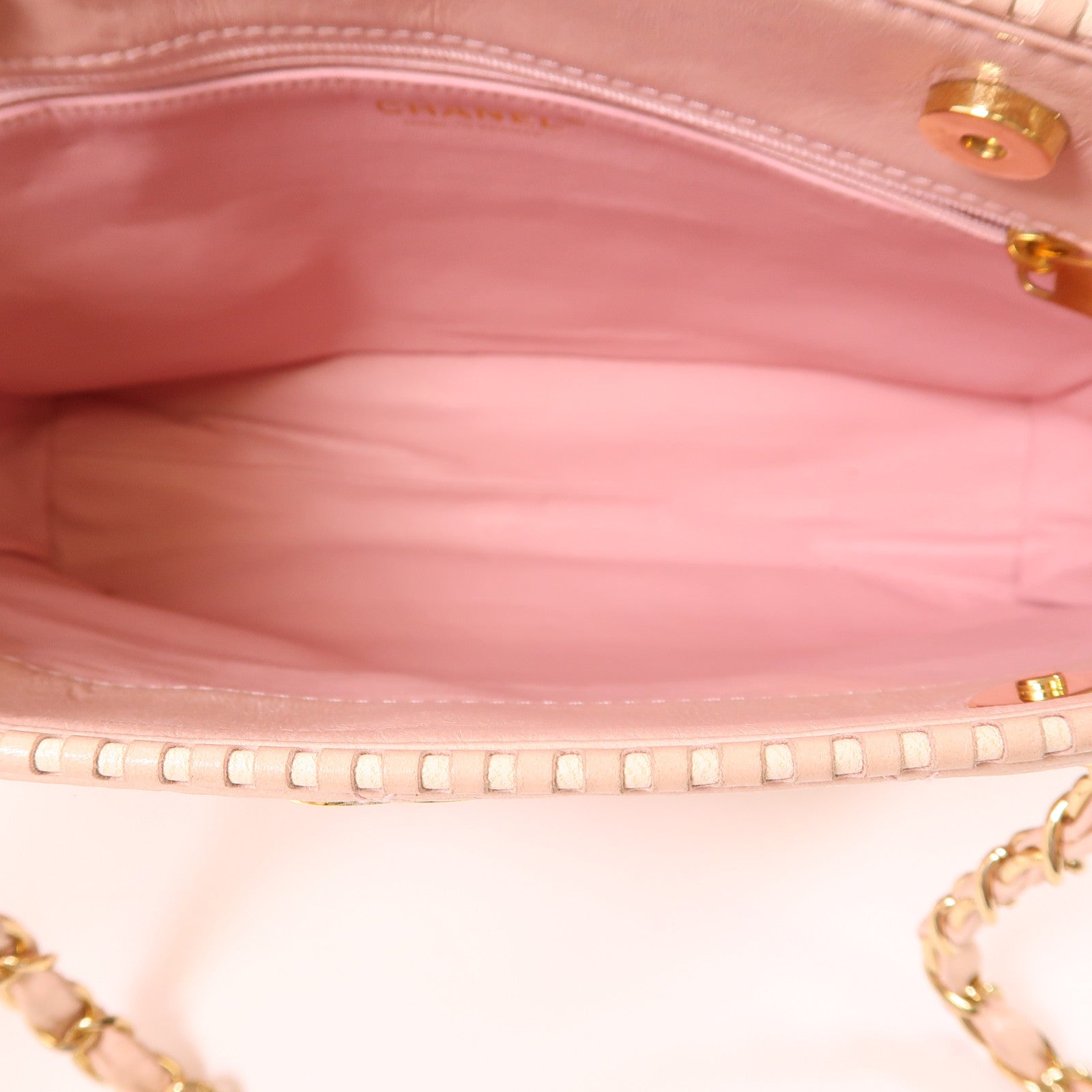 CHANEL 羊皮皮革Shoulder Bag金扣鏈帶肩背袋