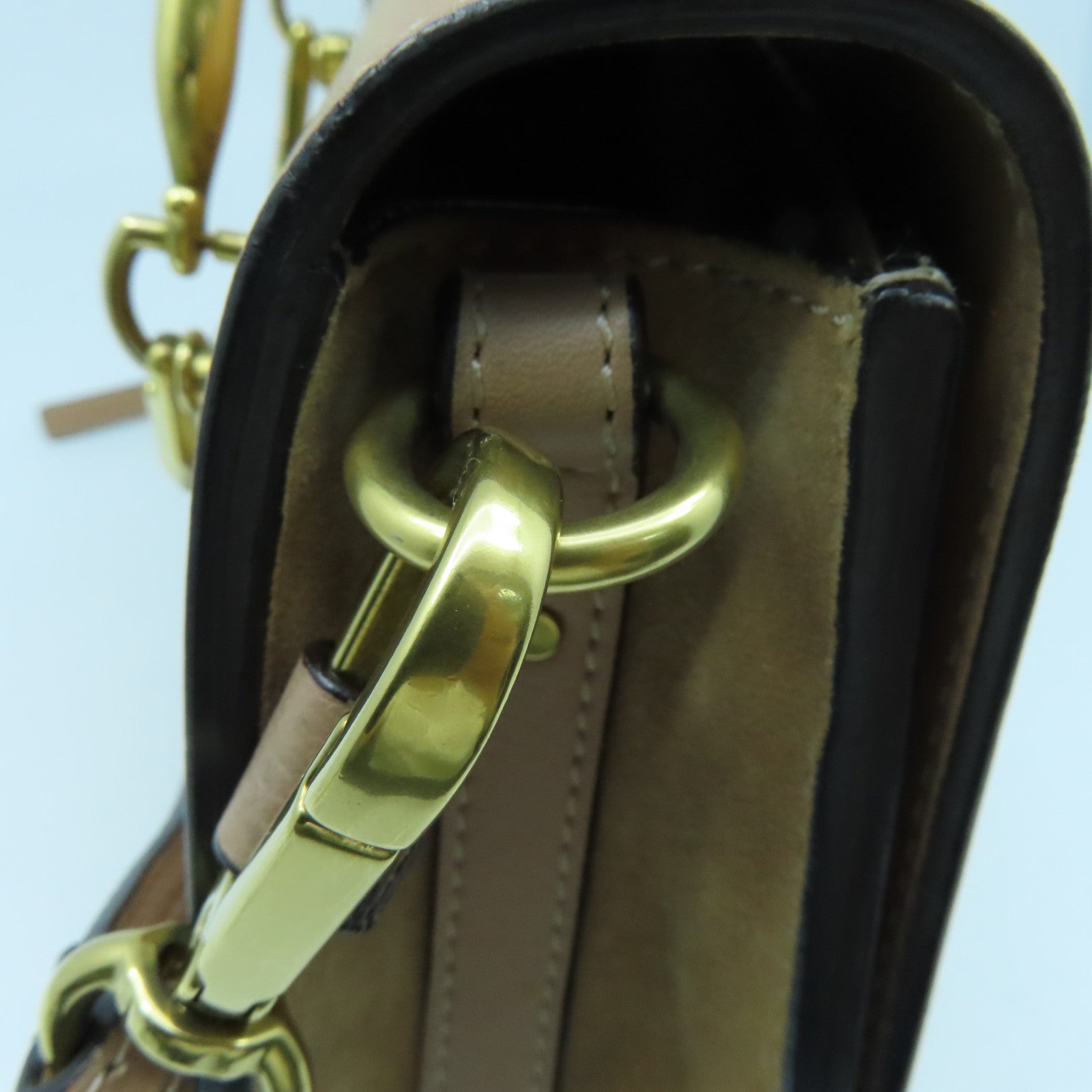 Chloe 牛皮皮革Shoulder Bag金扣手挽肩背两用袋杏色