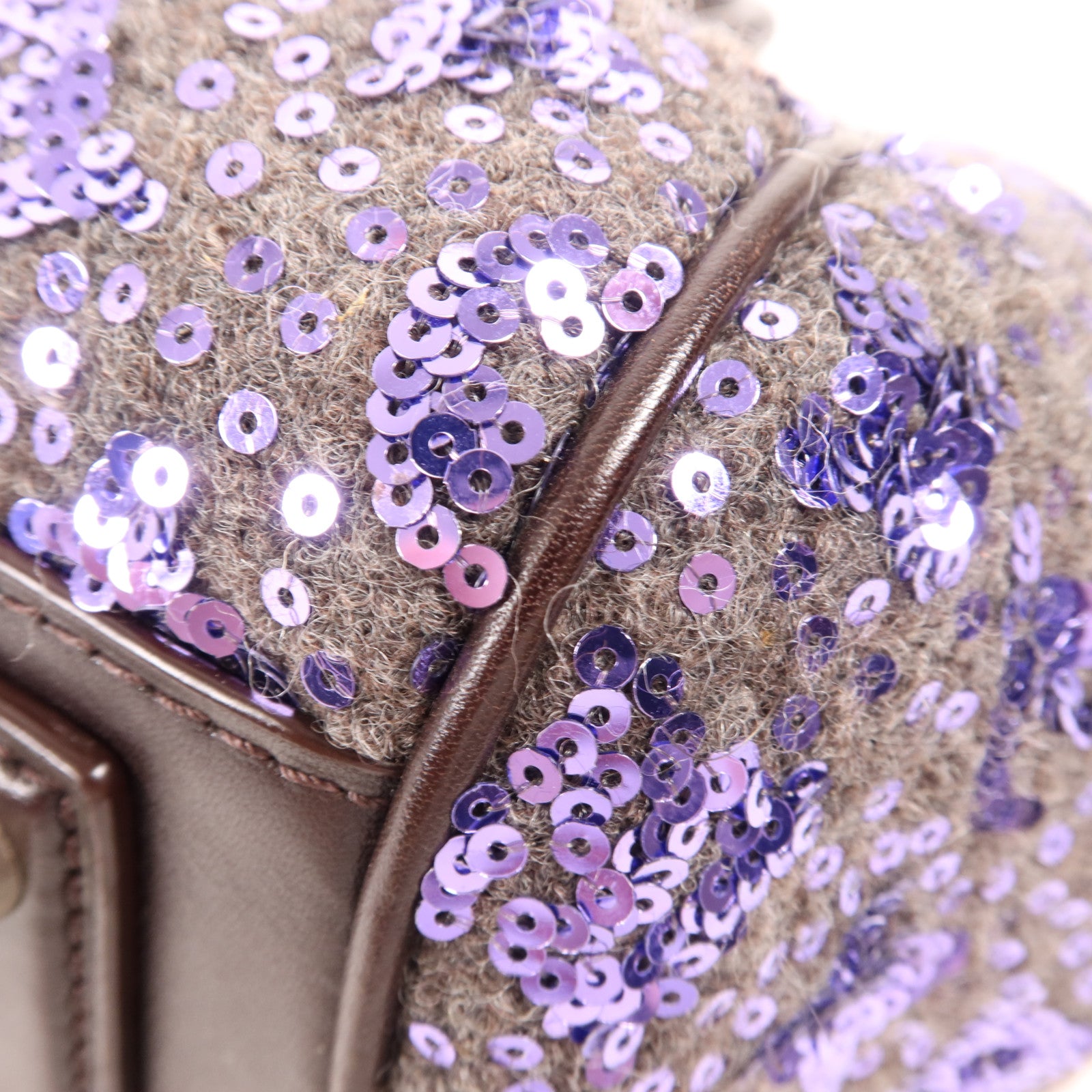 LOUIS VUITTON 皮革/珠片Shoulder Bag銀扣手挽袋