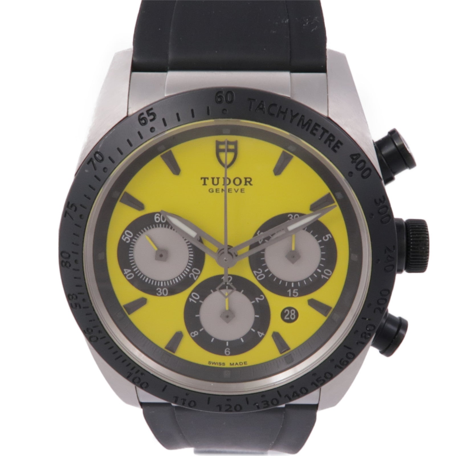 TUDOR Fastrider Chrono 42010N Automatic Watch Stainless Steel Rubber Yellow