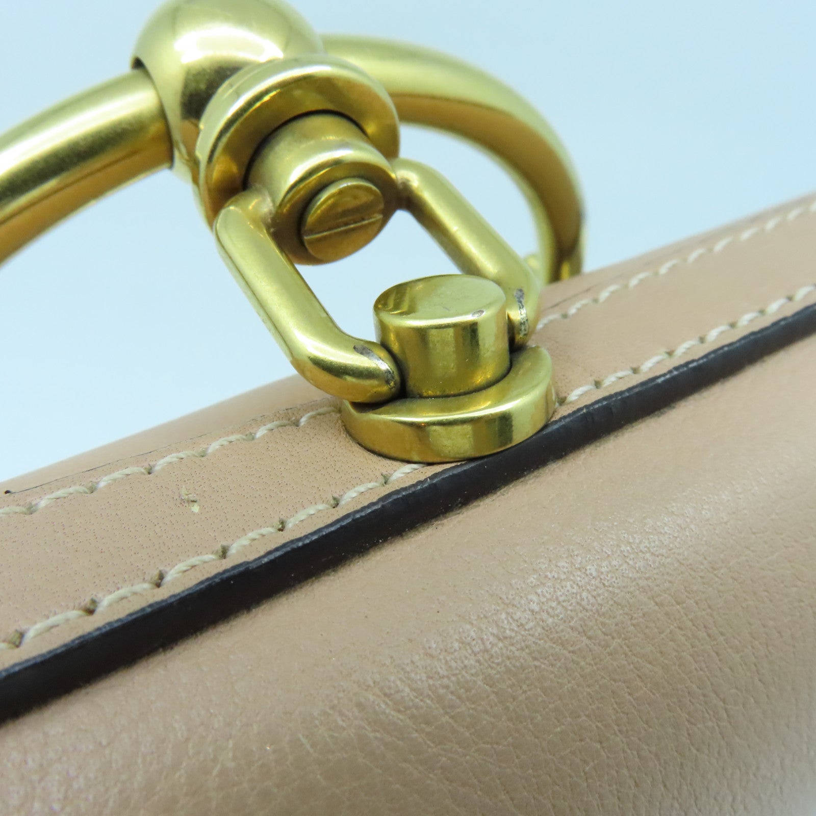 Chloe 牛皮皮革Shoulder Bag金扣手挽肩背两用袋杏色