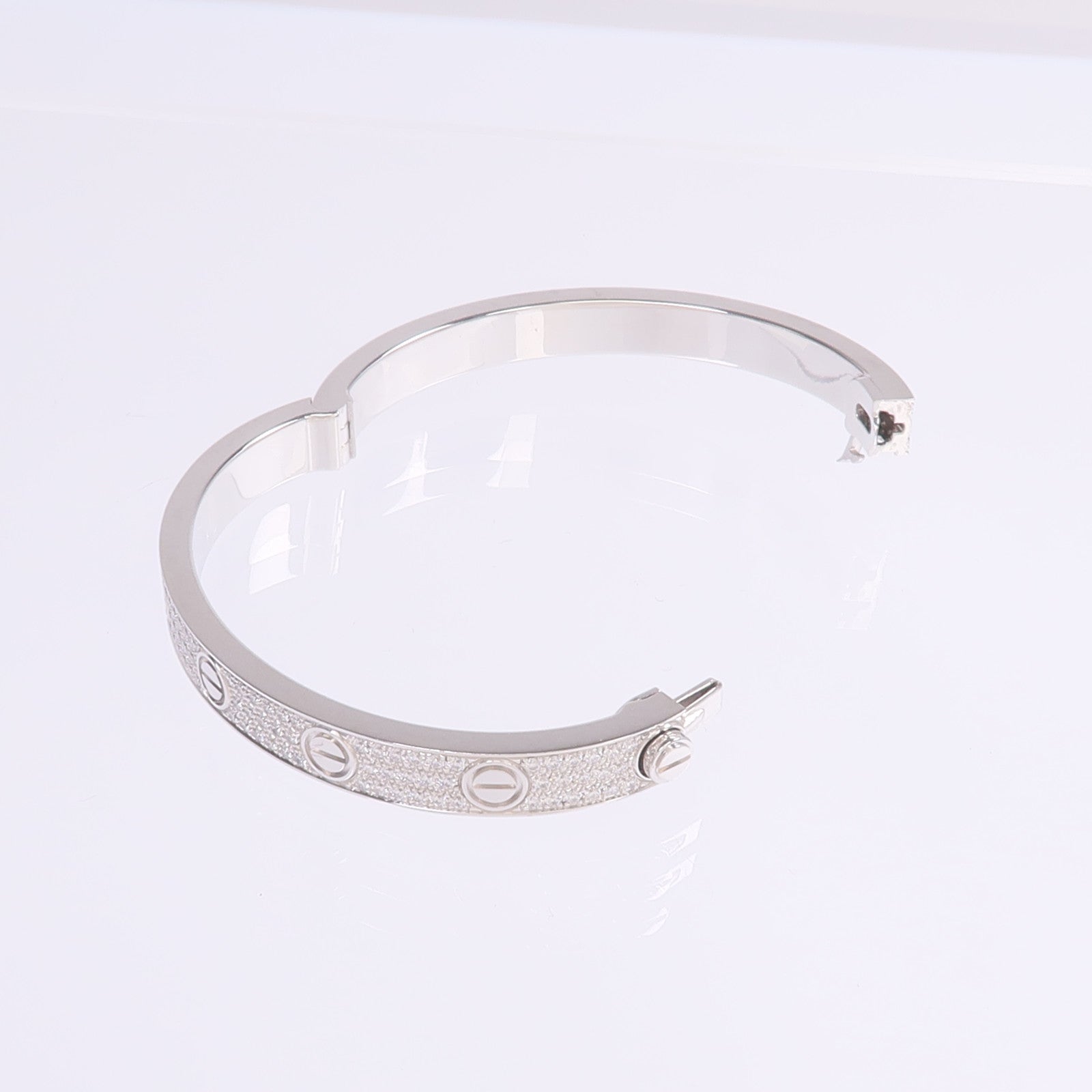 CARTIER 【激減優惠】18K白金Love Bracelet Classic Model Paved Diamonds鑽石手鐲Cartier#16