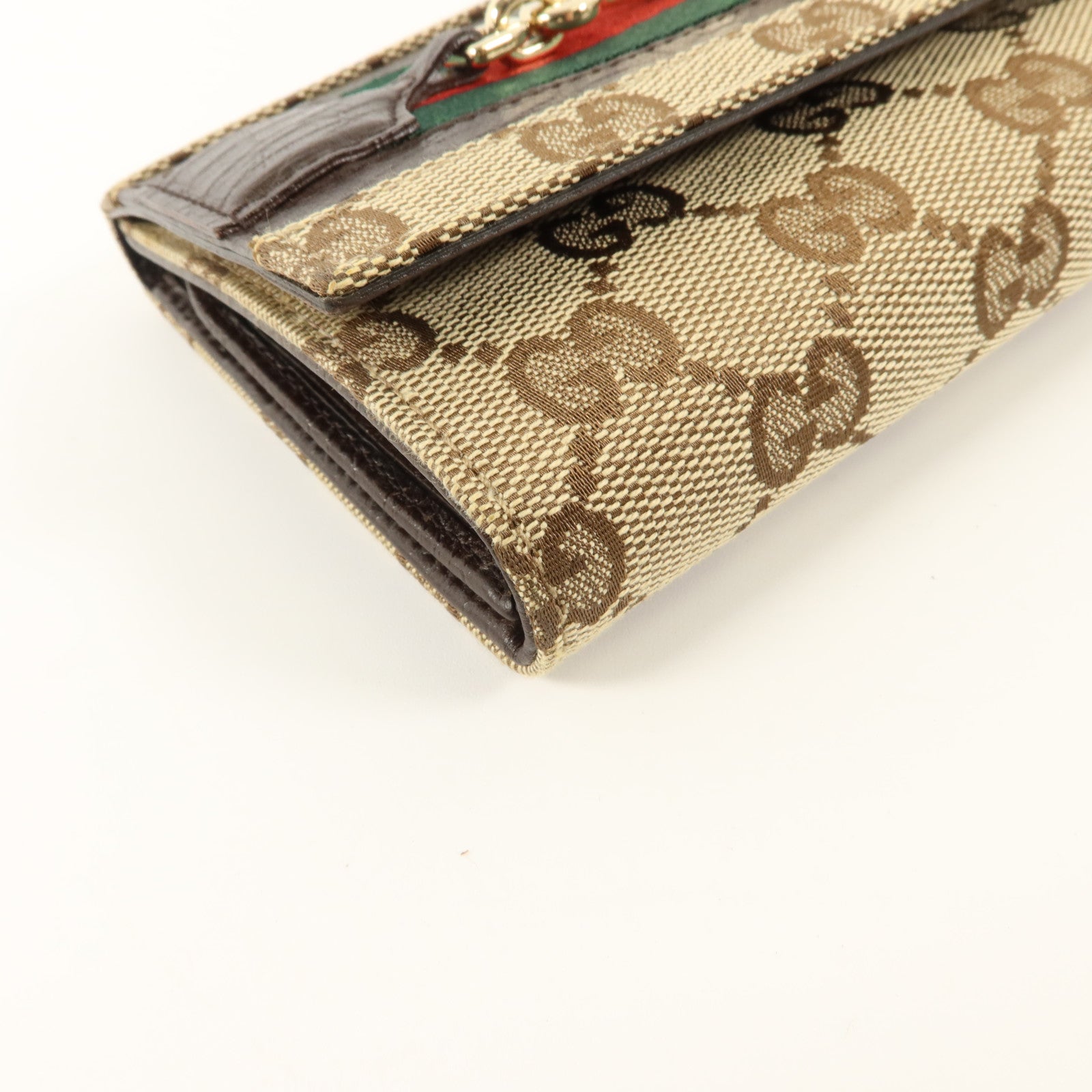 GUCCI GG帆布Vintage Web Horsebit Long Wallet金扣長錢包