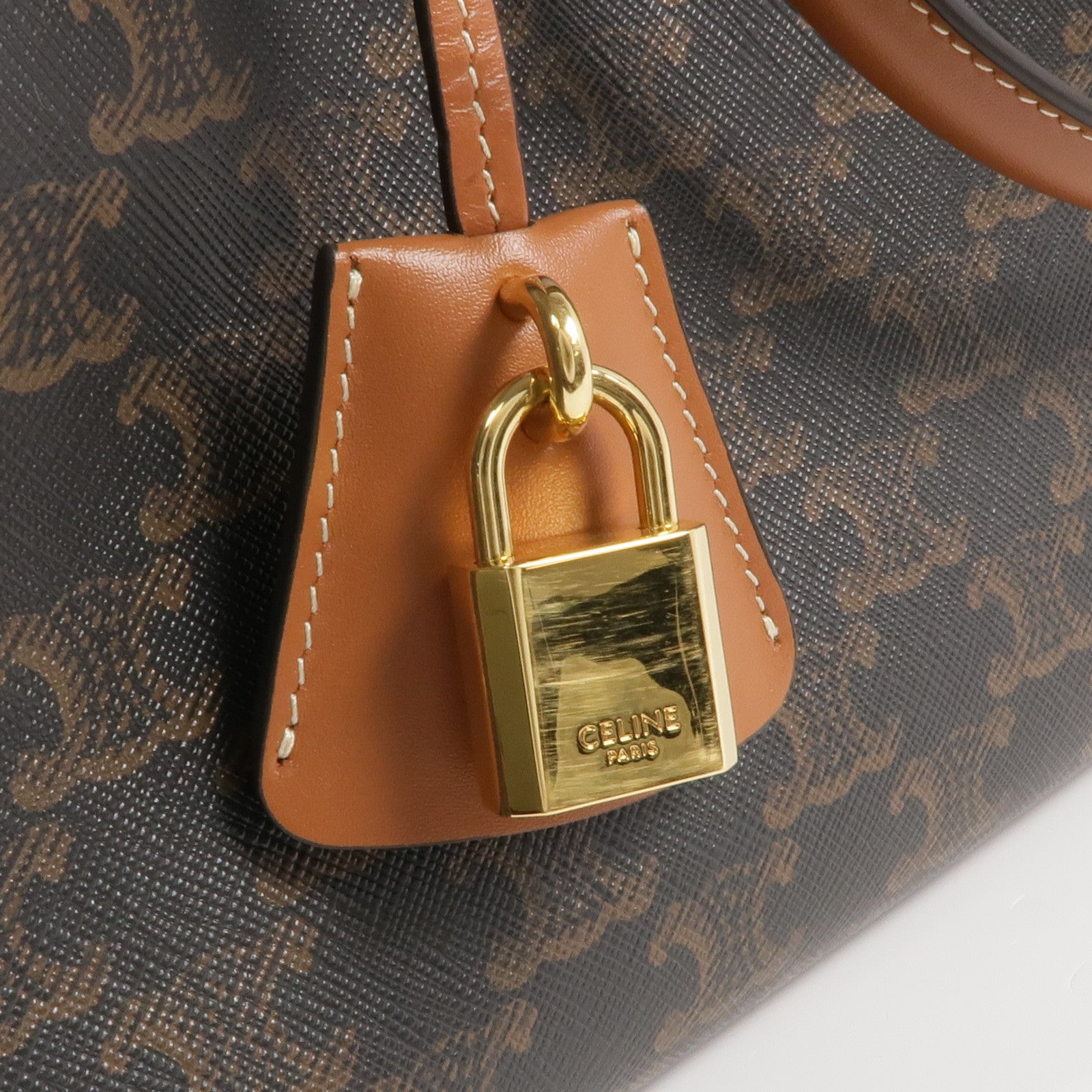 CELINE 塗層帆布Horizontal Cabas Triomphe金扣肩背袋/手挽袋