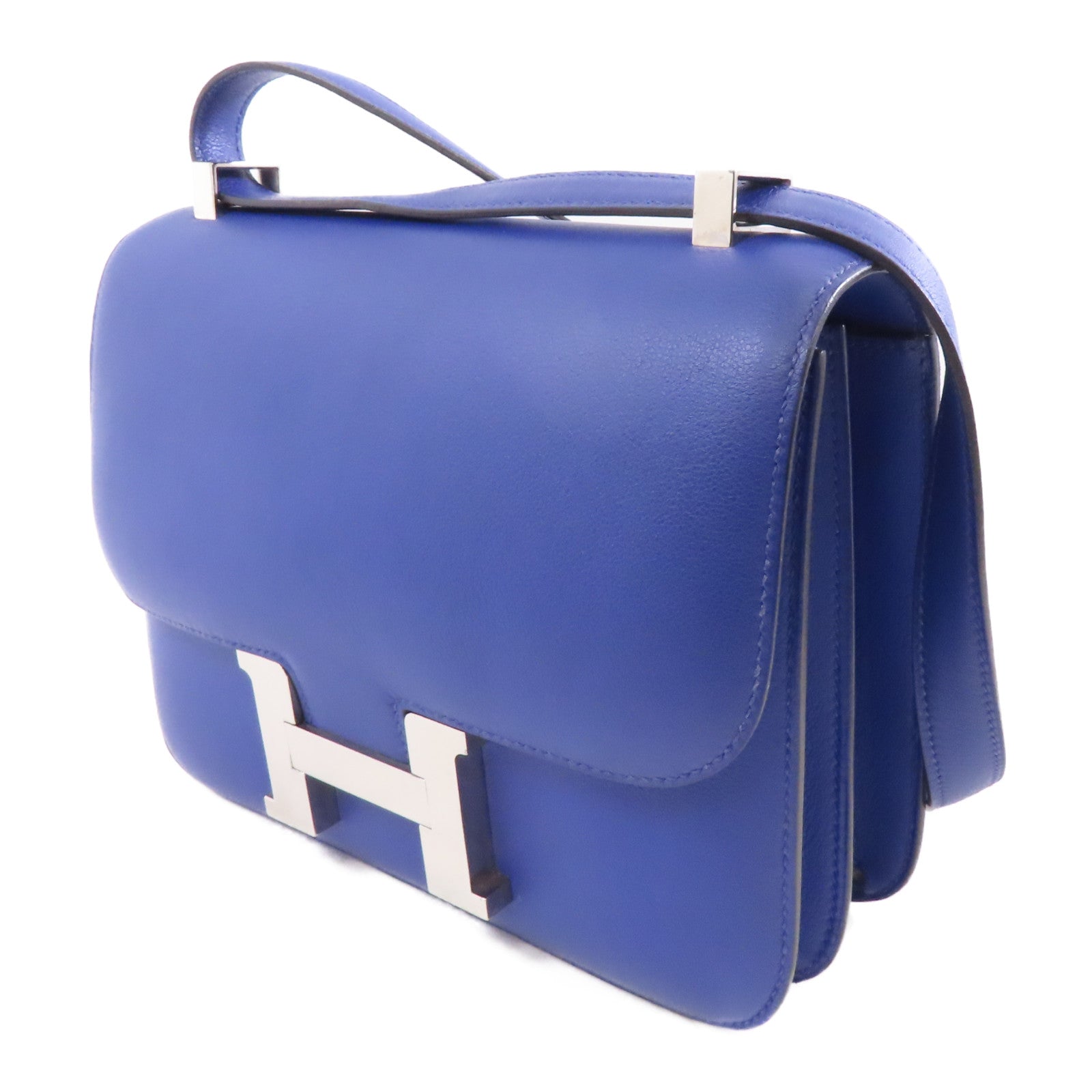 HERMES 衣装袋 HERMES 【激減優惠】Swift皮革Constance 24銀扣肩背袋Bleu