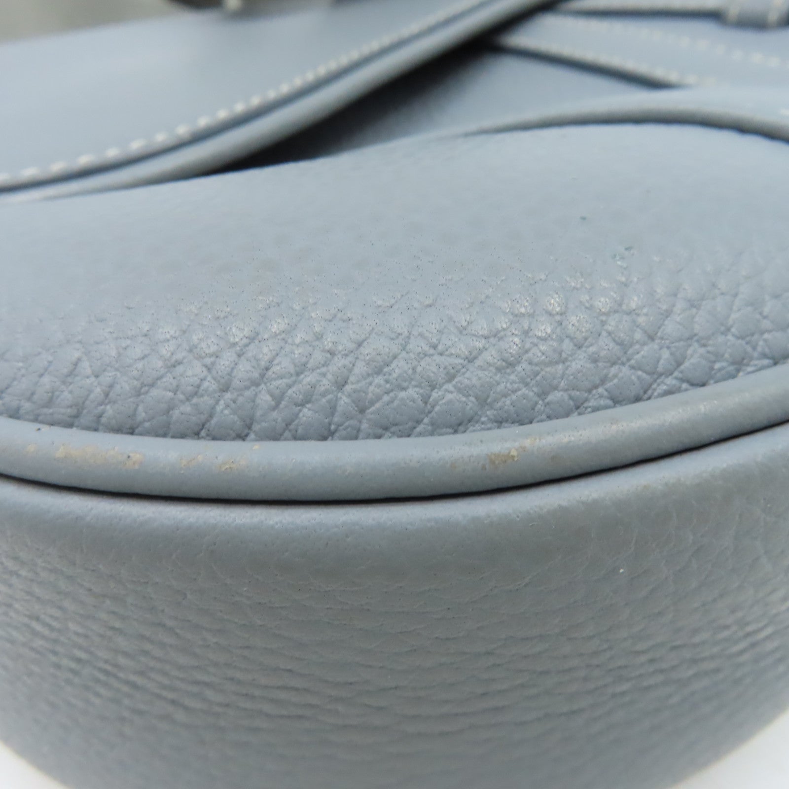 Dior 【清倉大減價】牛皮皮革Saddle Bag銀扣斜孭袋灰藍色