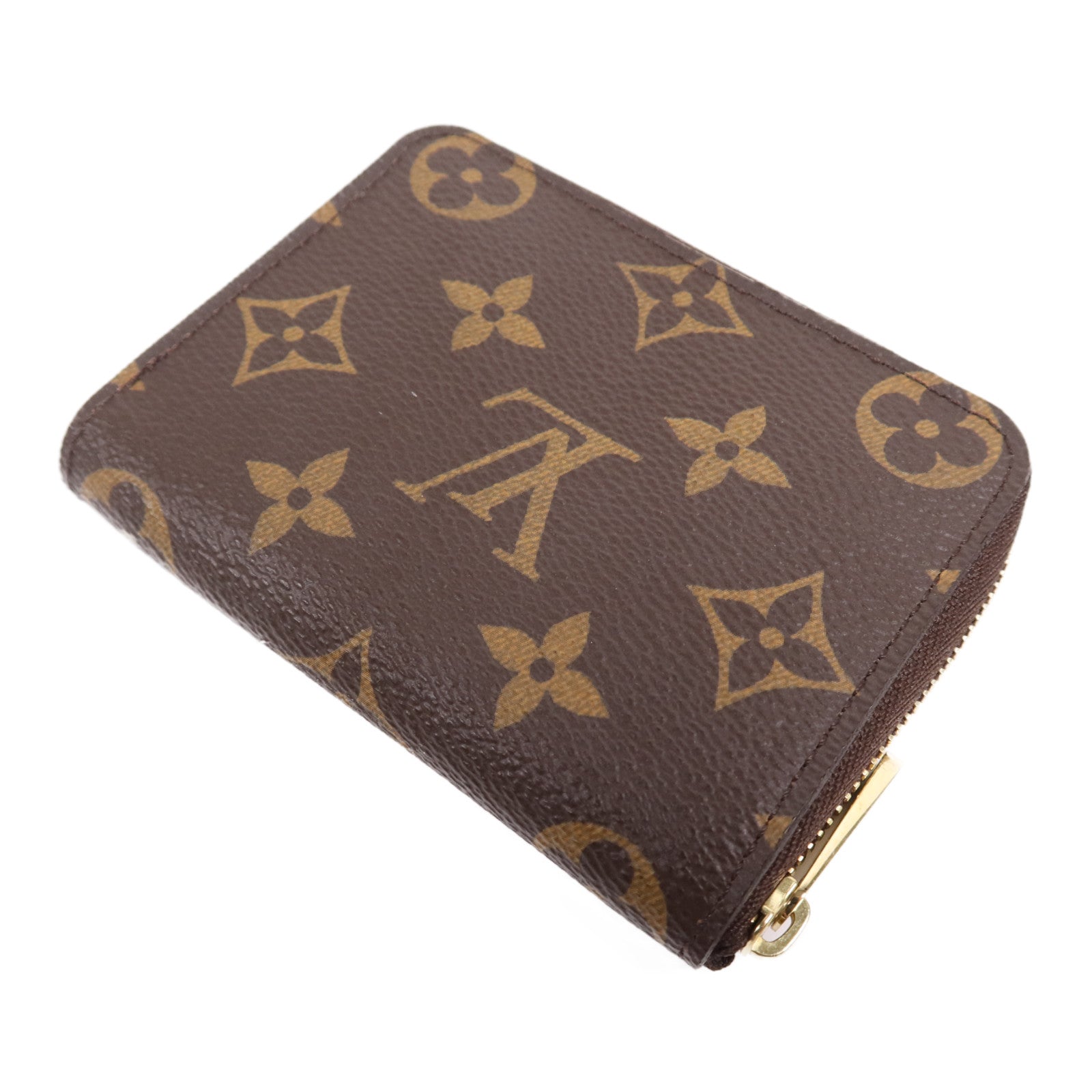 LOUIS VUITTON Monogram Zippy Coin Purse金扣零錢包棕色