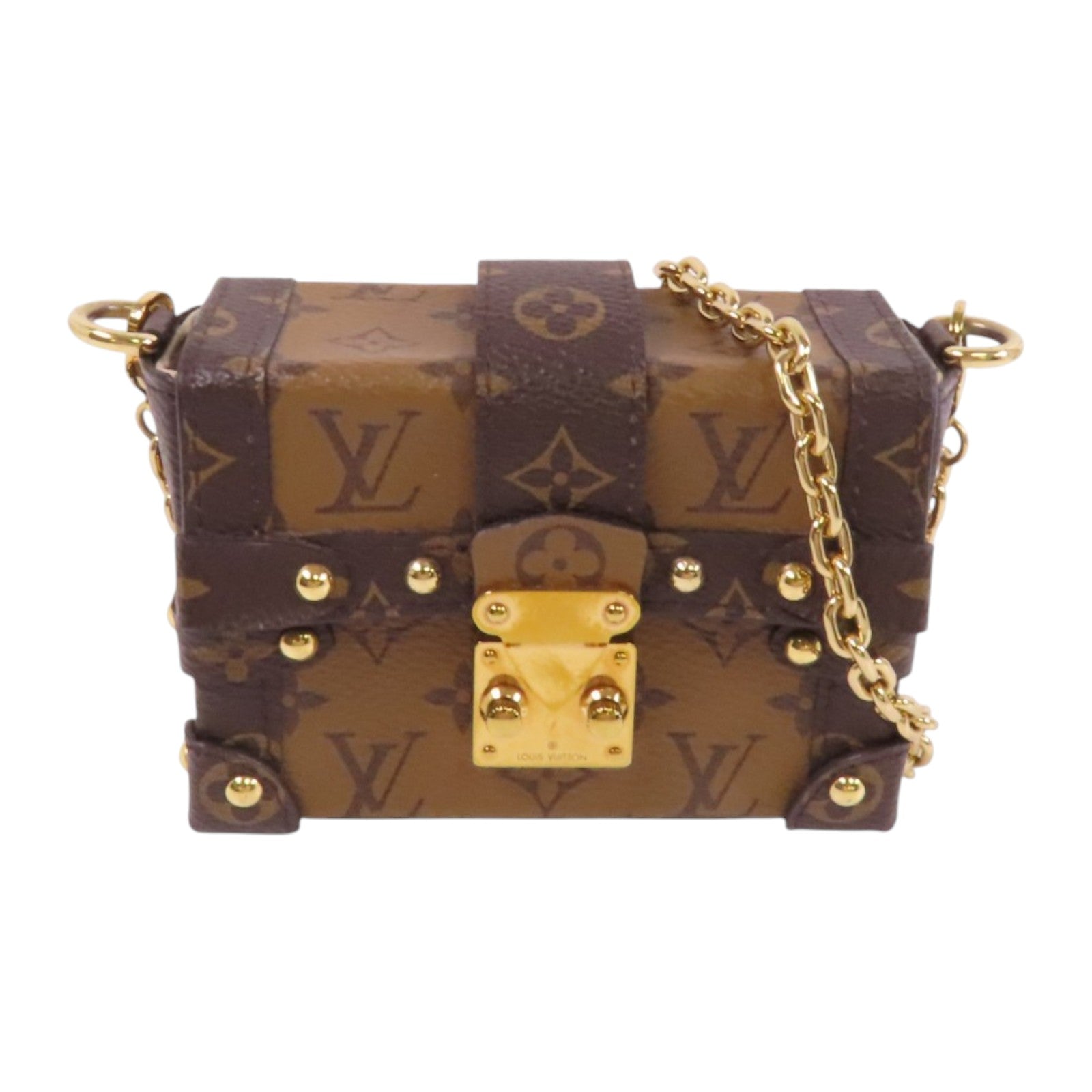 LOUIS VUITTON Monogram Mini Essential Trunk金扣鏈帶肩背袋