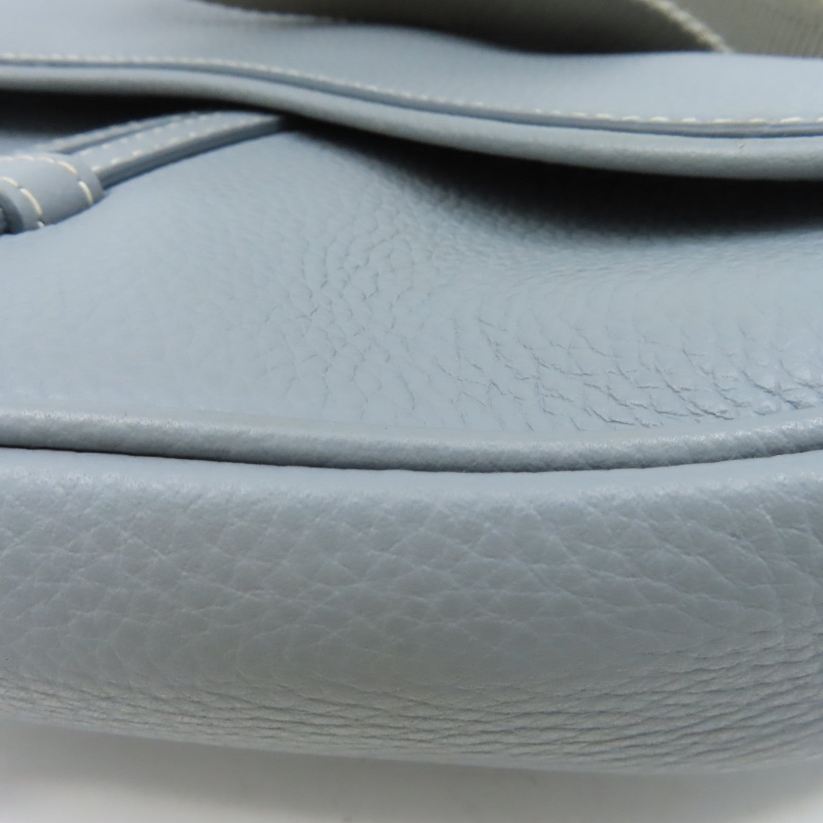Dior 【清倉大減價】牛皮皮革Saddle Bag銀扣斜孭袋灰藍色