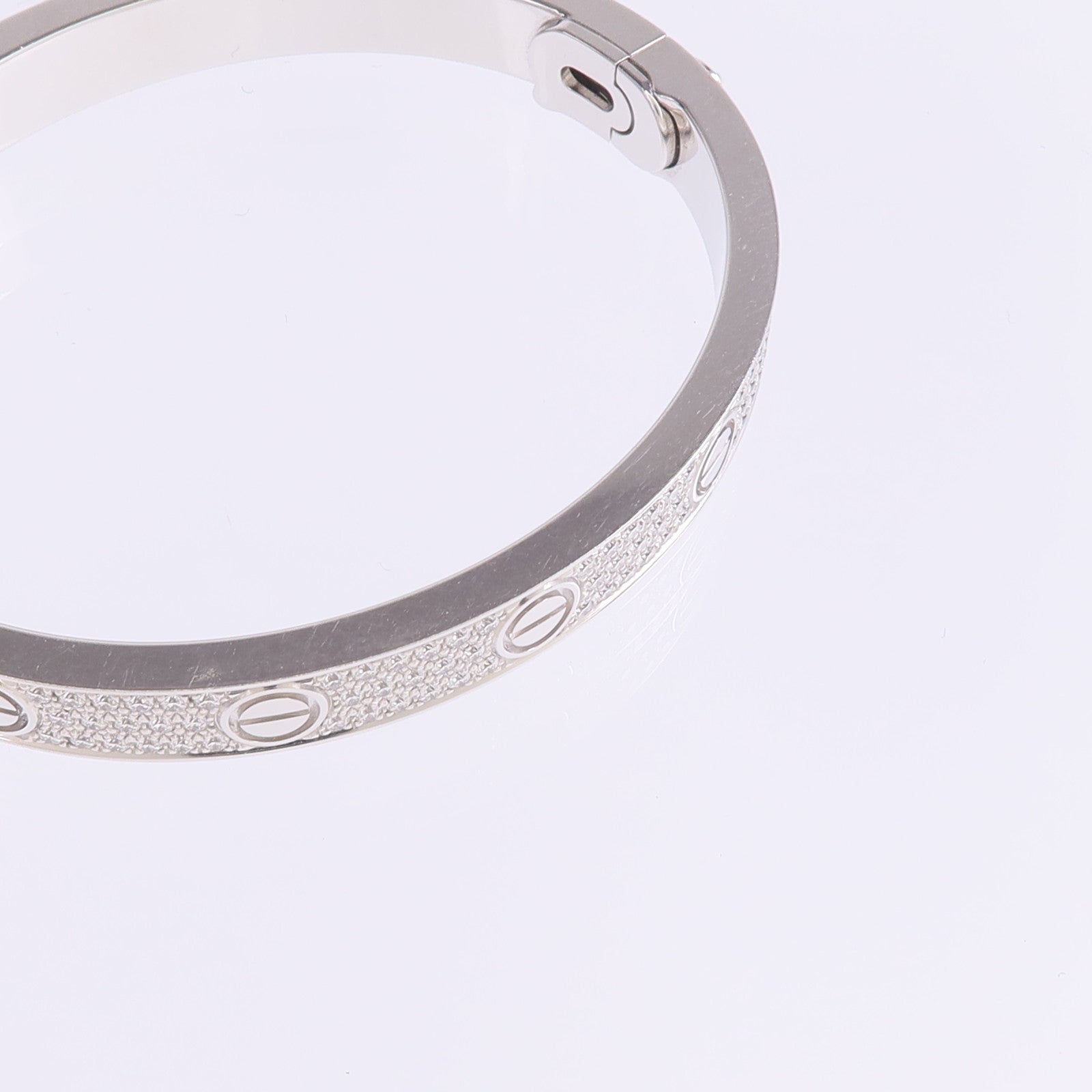 CARTIER 【激減優惠】18K白金Love Bracelet Classic Model Paved Diamonds鑽石手鐲Cartier#16