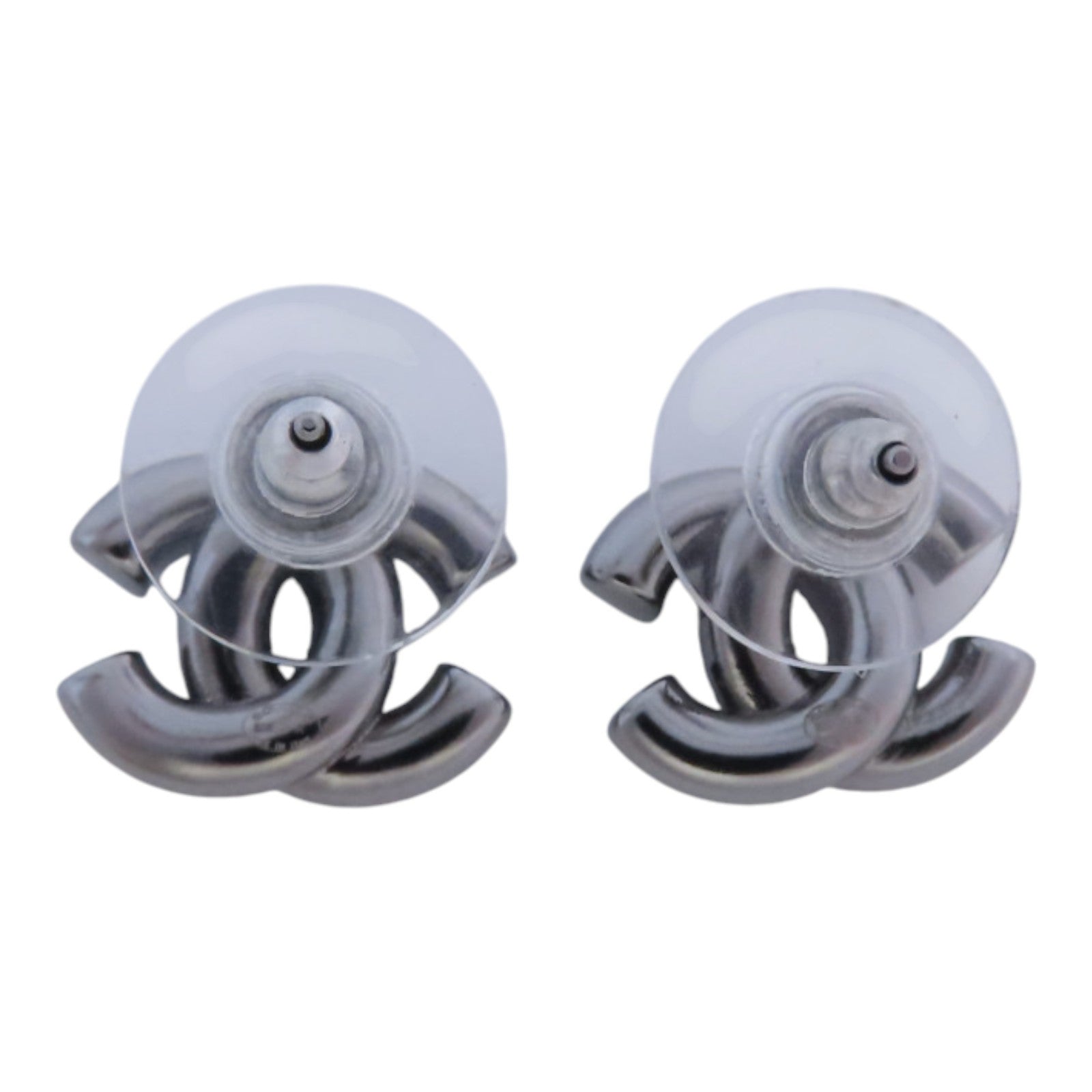 CHANEL 金屬/水鑽/仿珍珠CC Earrings銀扣耳環