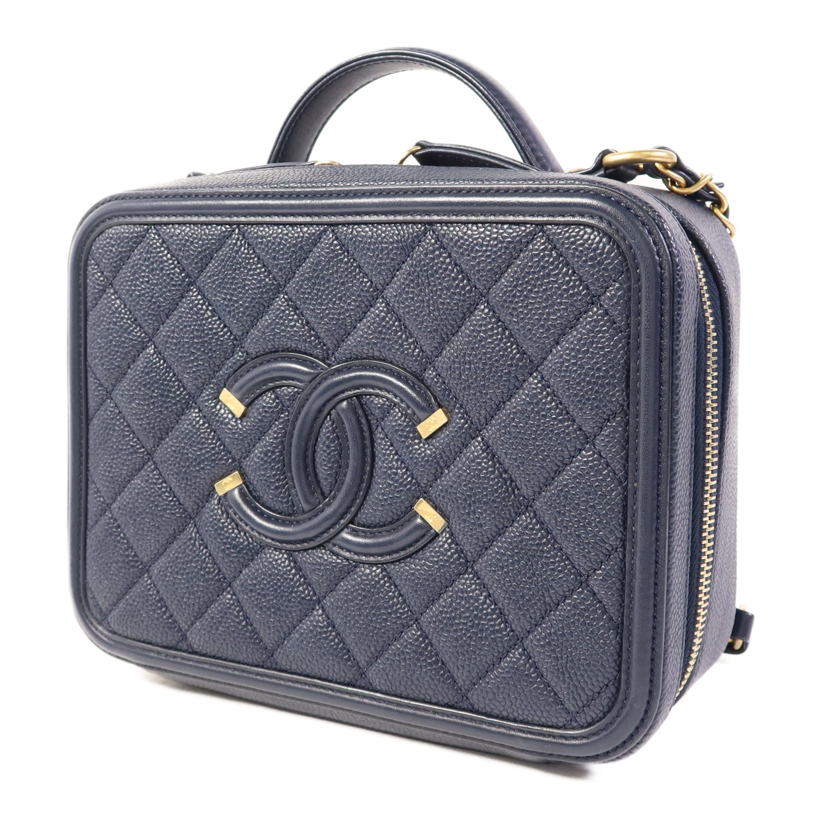 CHANEL 牛皮皮革Vanity Case金扣手挽肩背兩用袋