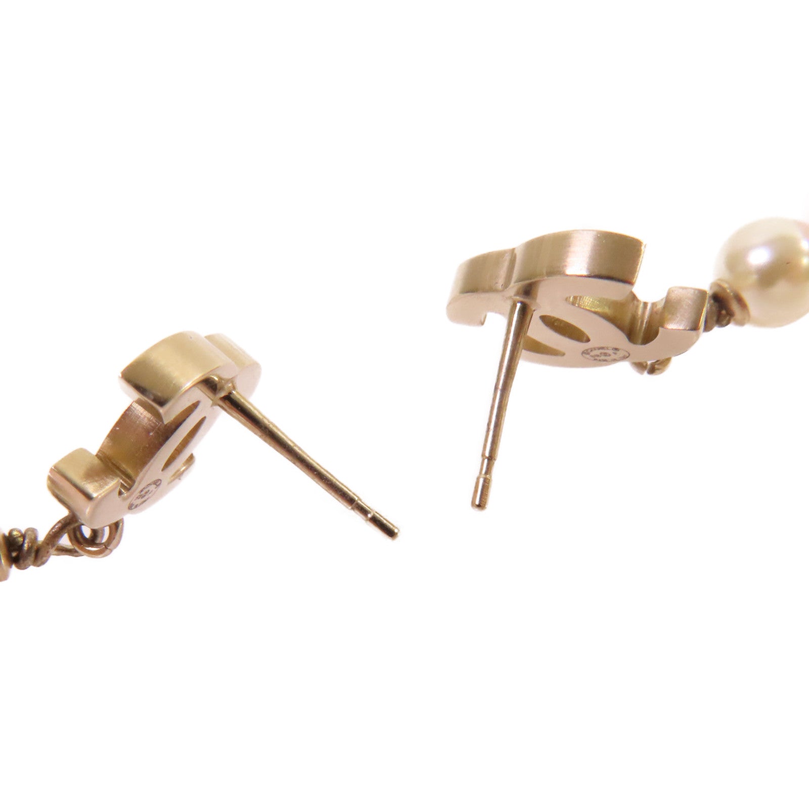 CHANEL 金屬/PVC CC Earrings耳環金色/粉紅色/白色