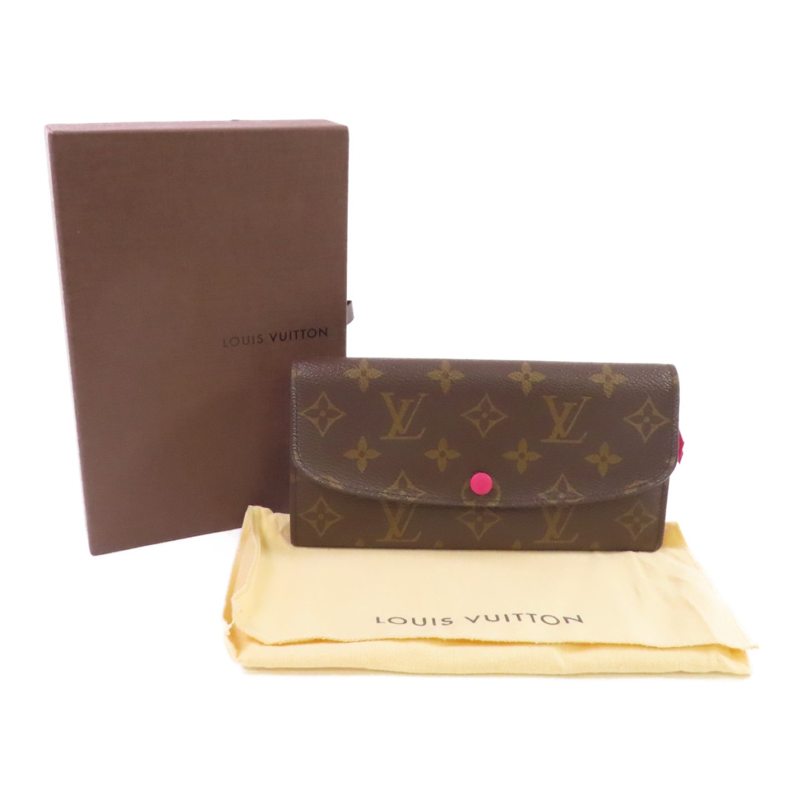 LOUIS VUITTON Monogram Emilie Long wallet金扣長錢包啡色/粉紅色