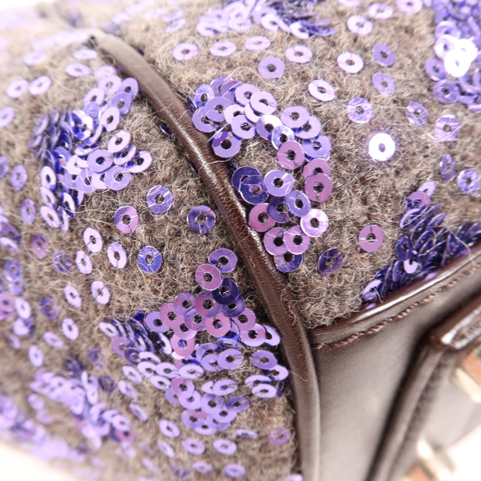 LOUIS VUITTON 皮革/珠片Shoulder Bag銀扣手挽袋