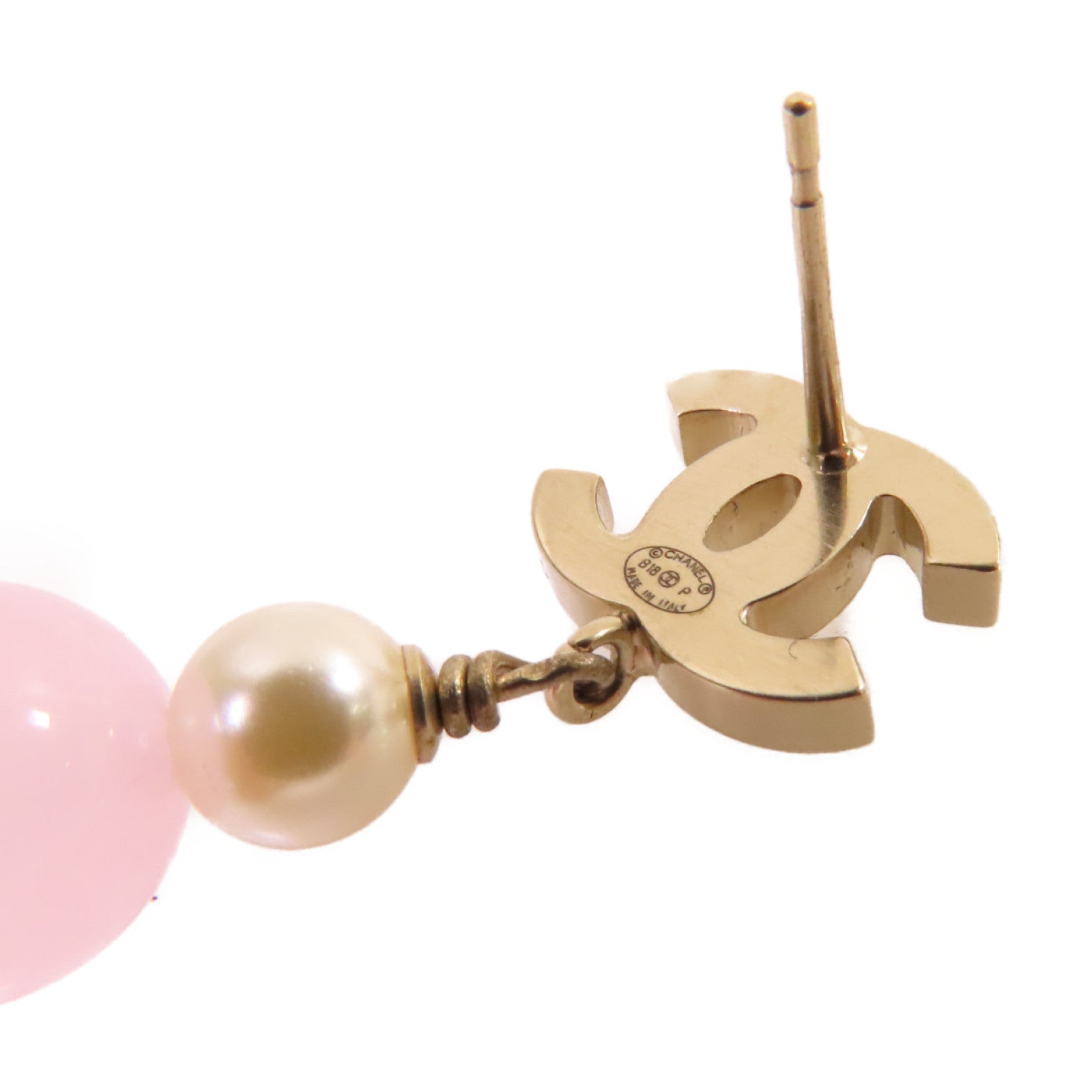 CHANEL 金屬/PVC CC Earrings耳環金色/粉紅色/白色