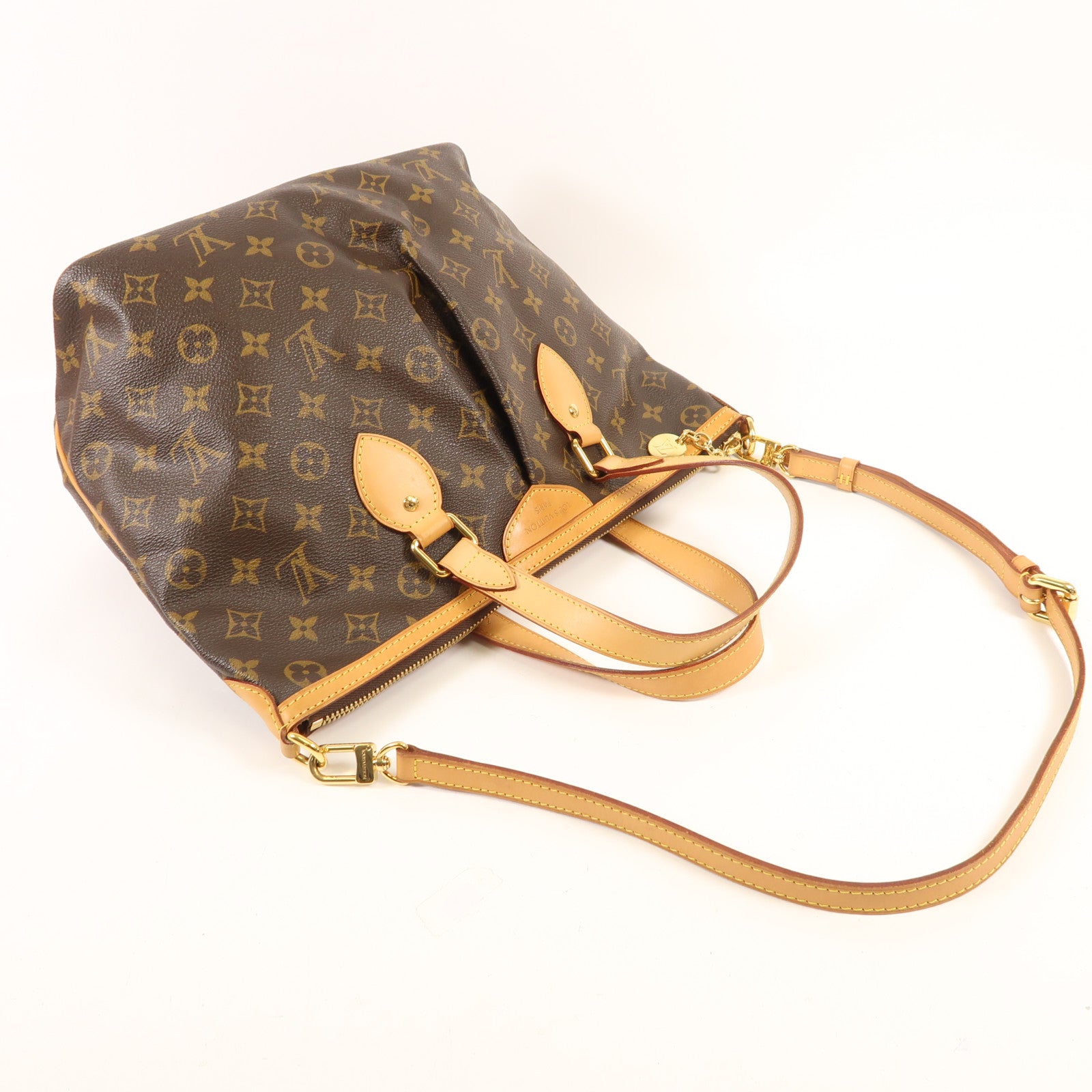 LOUIS VUITTON Monogram Palermo PM金扣手挽肩背兩用袋棕色