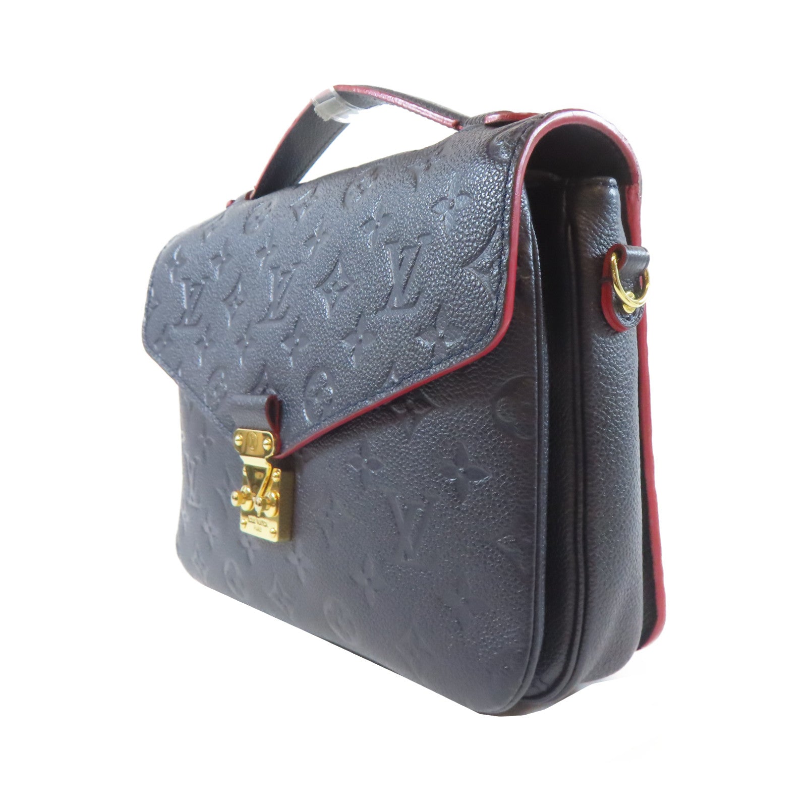 LOUIS VUITTON Monogram Empreinte Pochette Metis金扣手挽肩背兩用袋深藍色