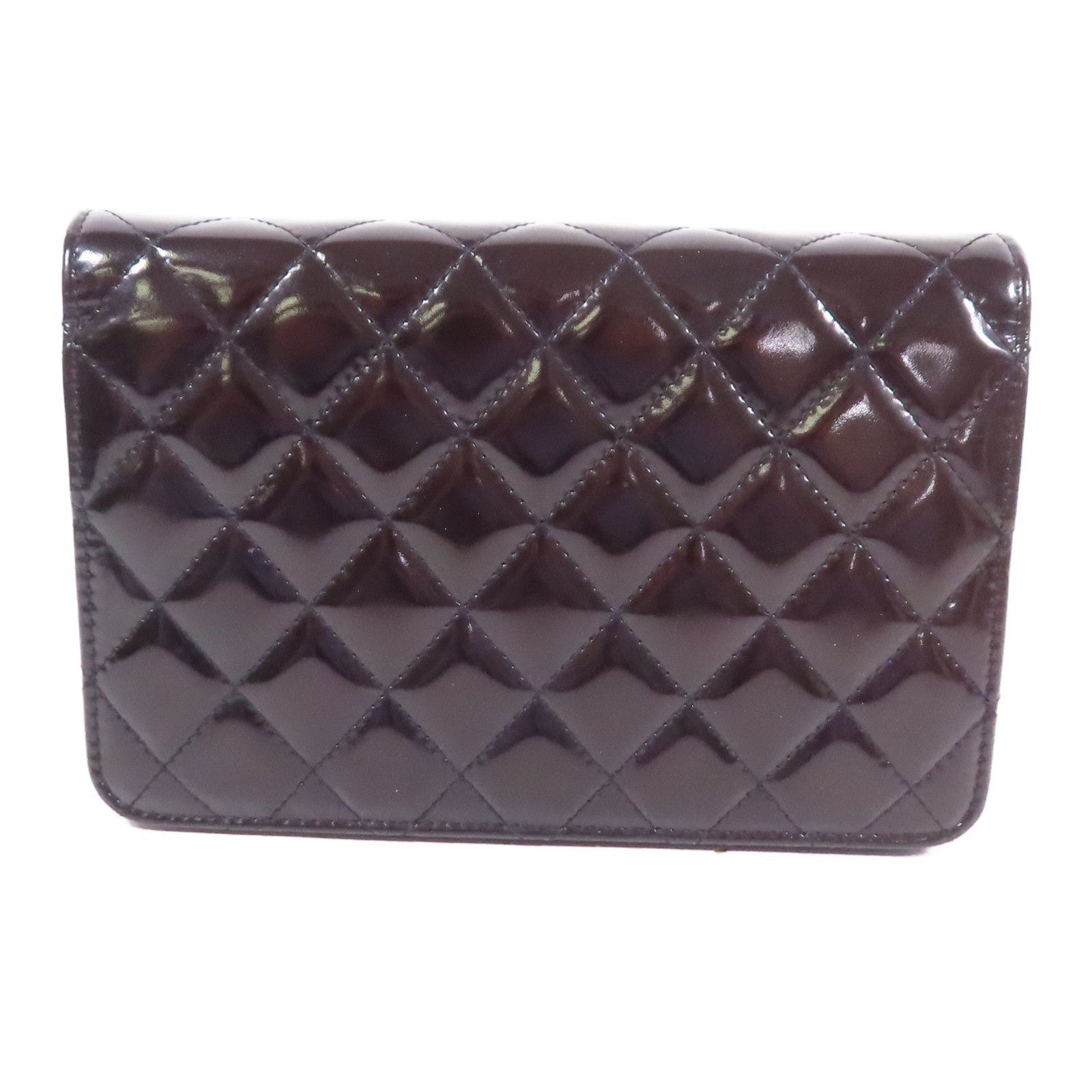 CHANEL 漆皮皮革WOC Wallet On Chain銀扣鏈帶肩背袋