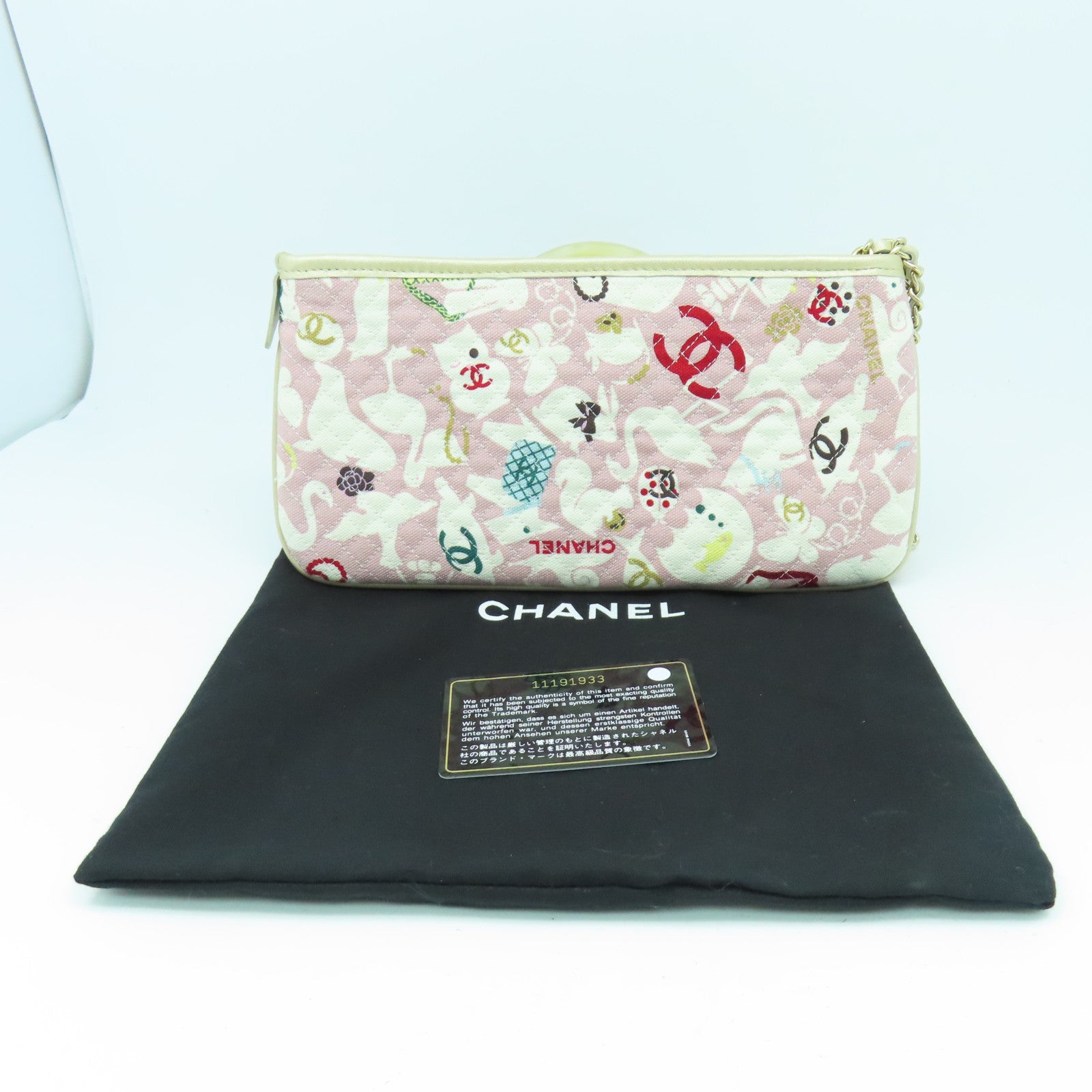CHANEL 【清倉大減價】菱格帆布Clutch金扣手拿包粉紅色