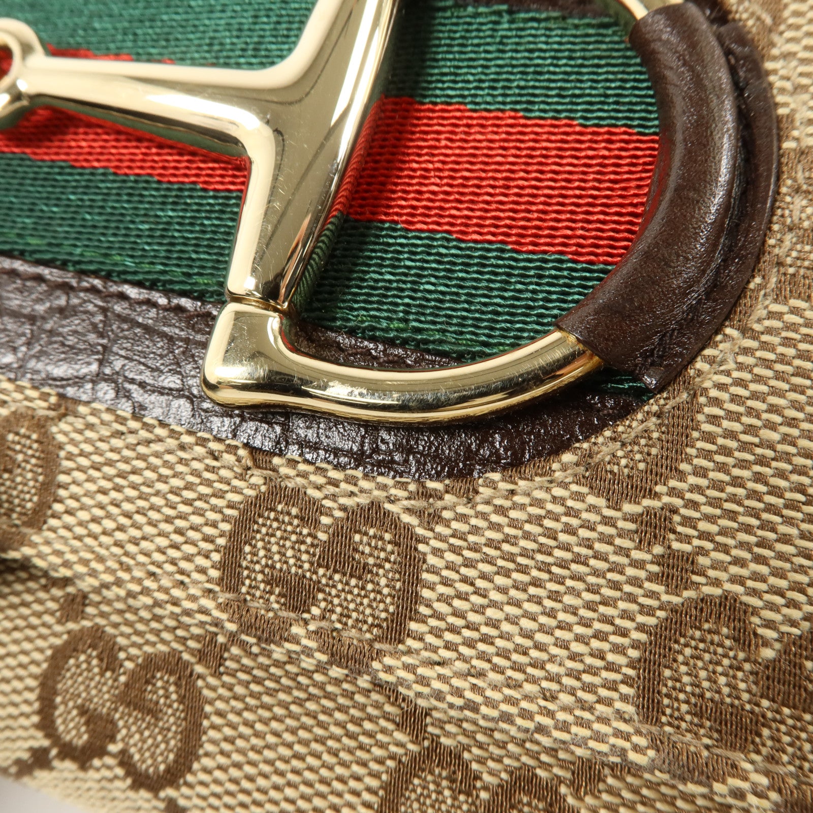 GUCCI GG帆布Vintage Web Horsebit Long Wallet金扣長錢包