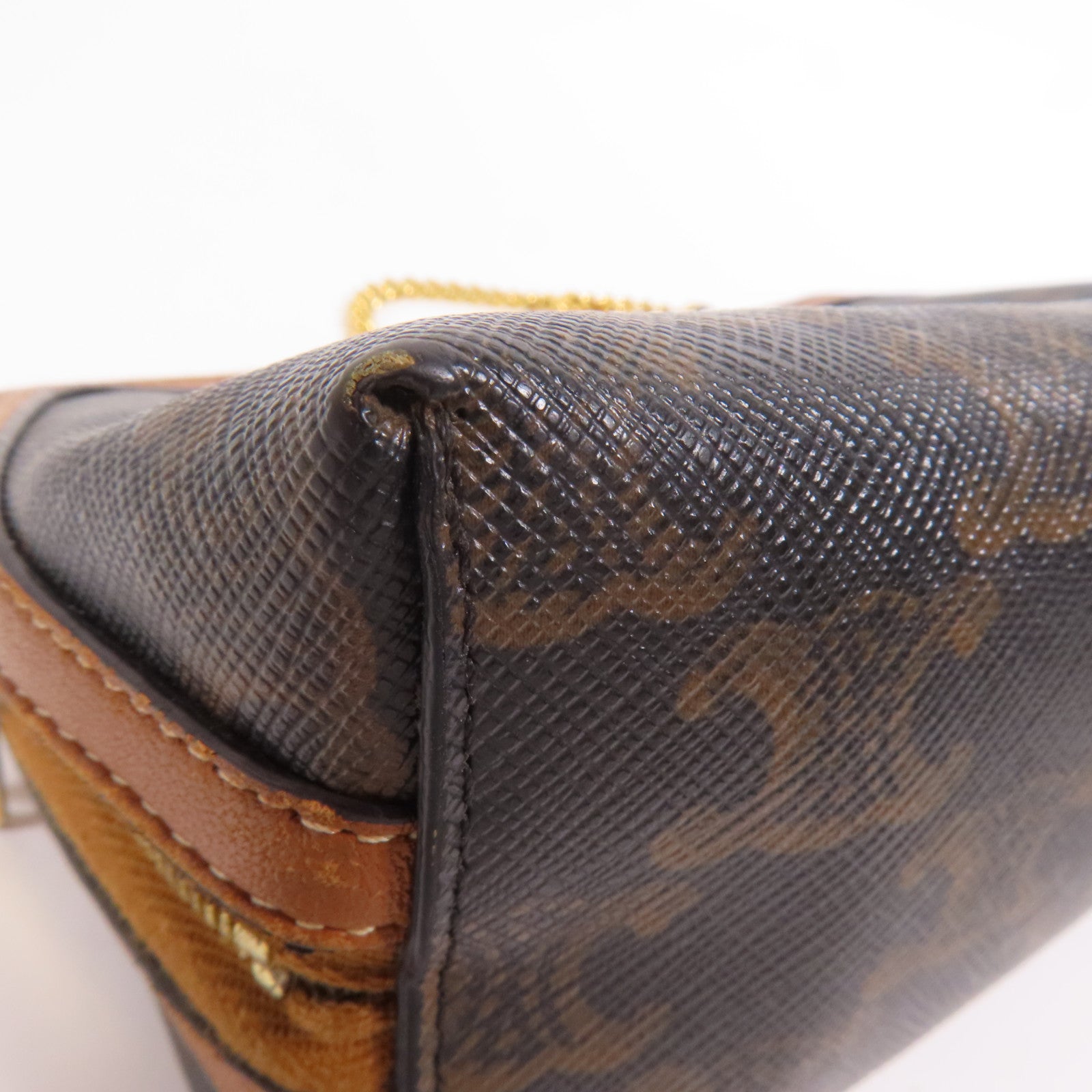 CELINE 塗層帆布Chain Shoulder金扣鏈帶肩背袋