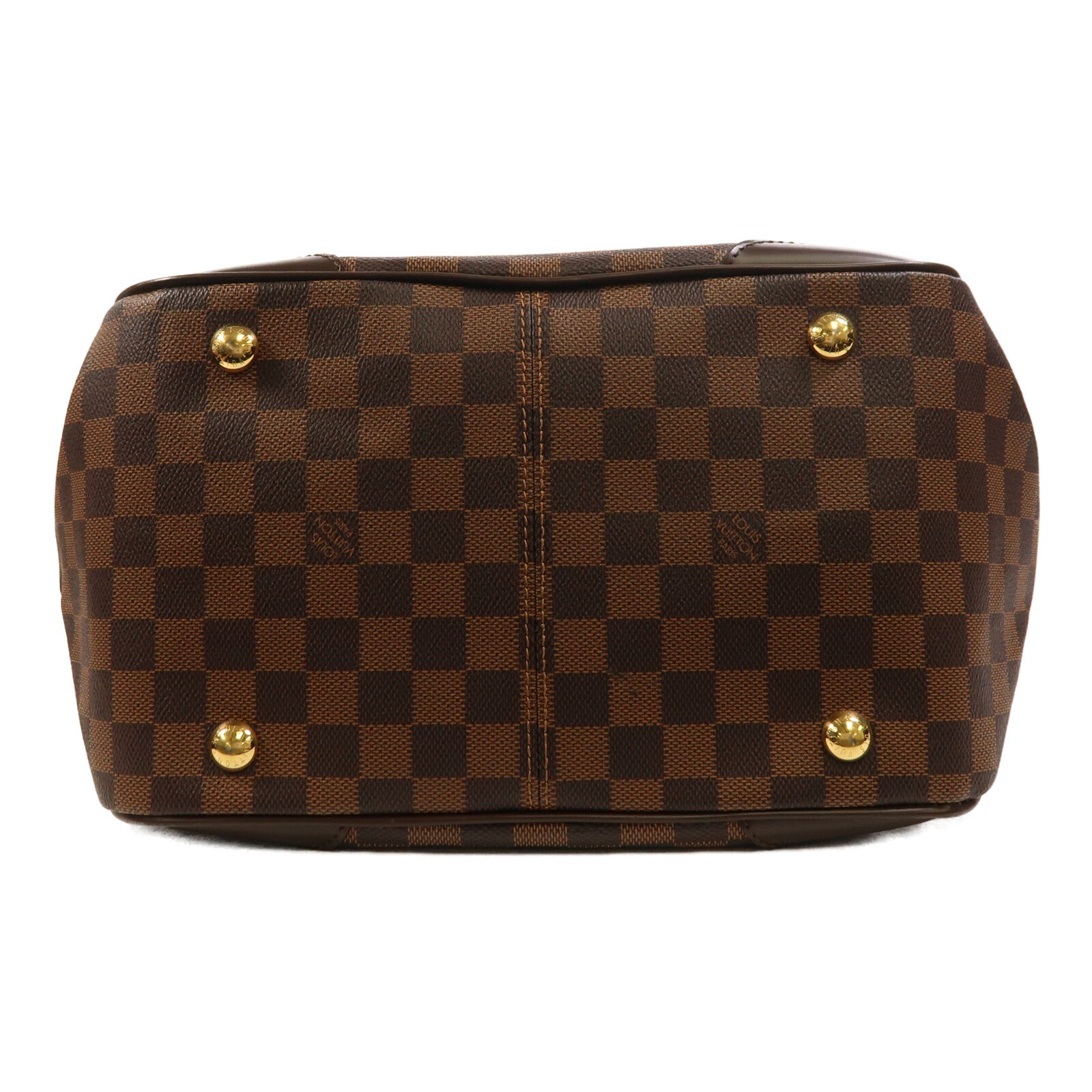 LOUIS VUITTON Damier Verona MM金扣肩背袋棕色