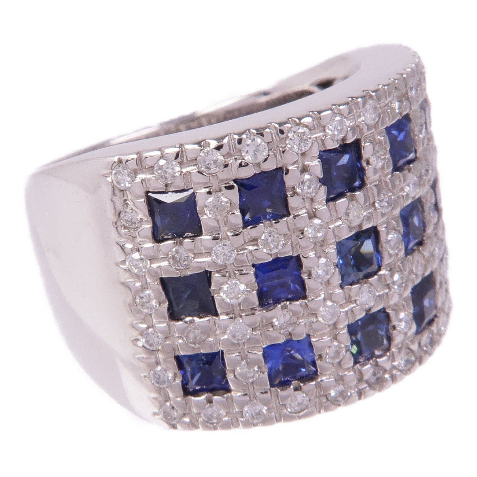 JEWELRY 14K白金Sapphire Diamond Ring藍寶石/鑽石戒指US#7