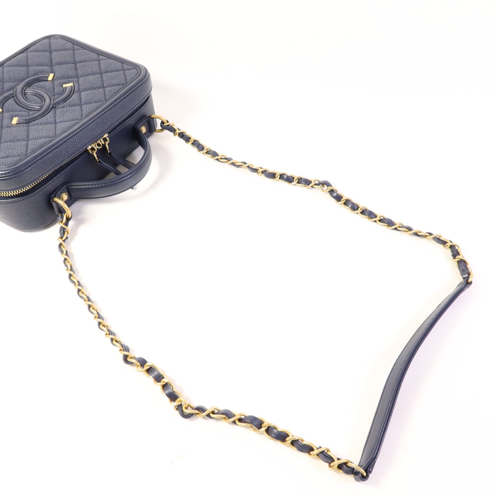 CHANEL 牛皮皮革Vanity Case金扣手挽肩背兩用袋