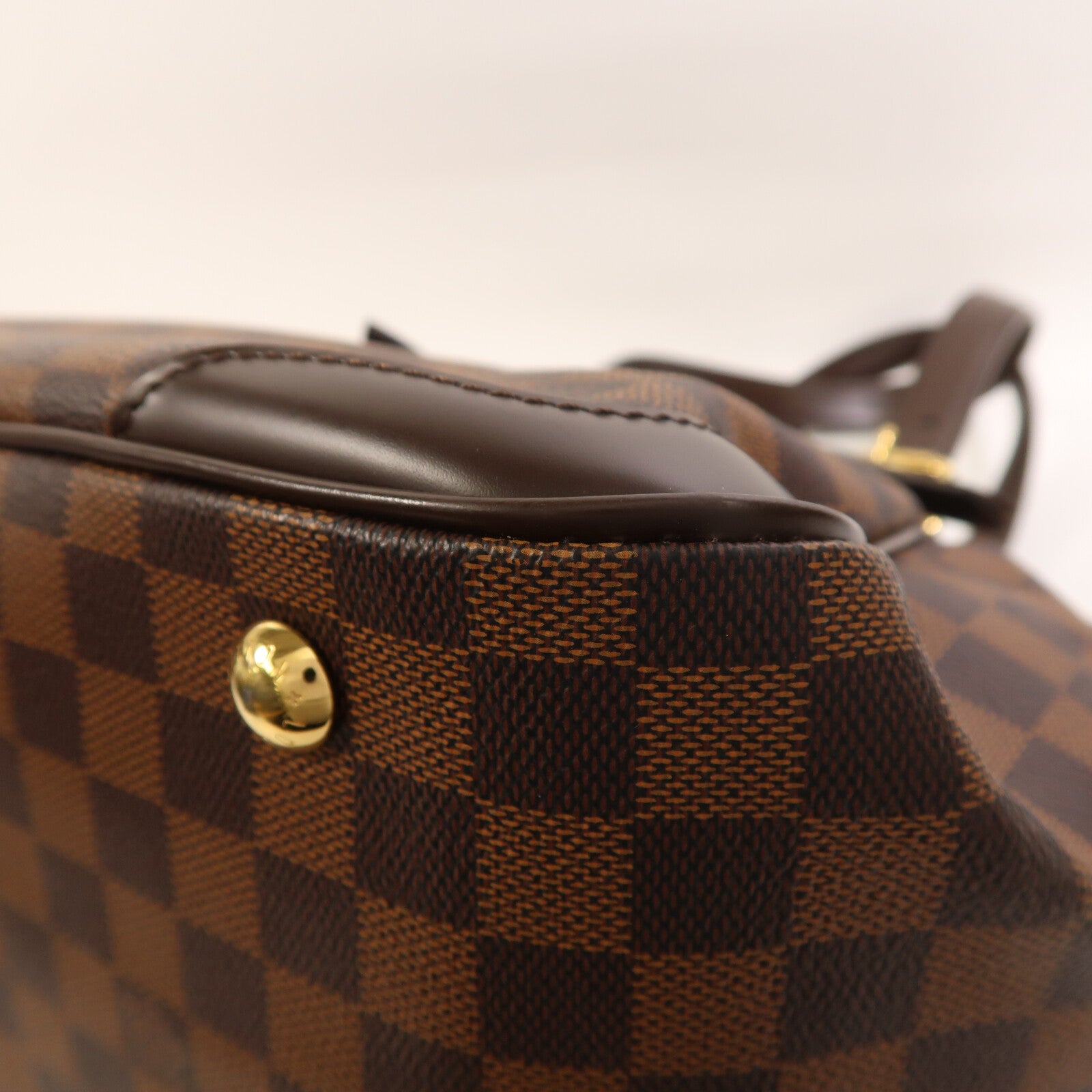 LOUIS VUITTON Damier Verona MM金扣肩背袋棕色
