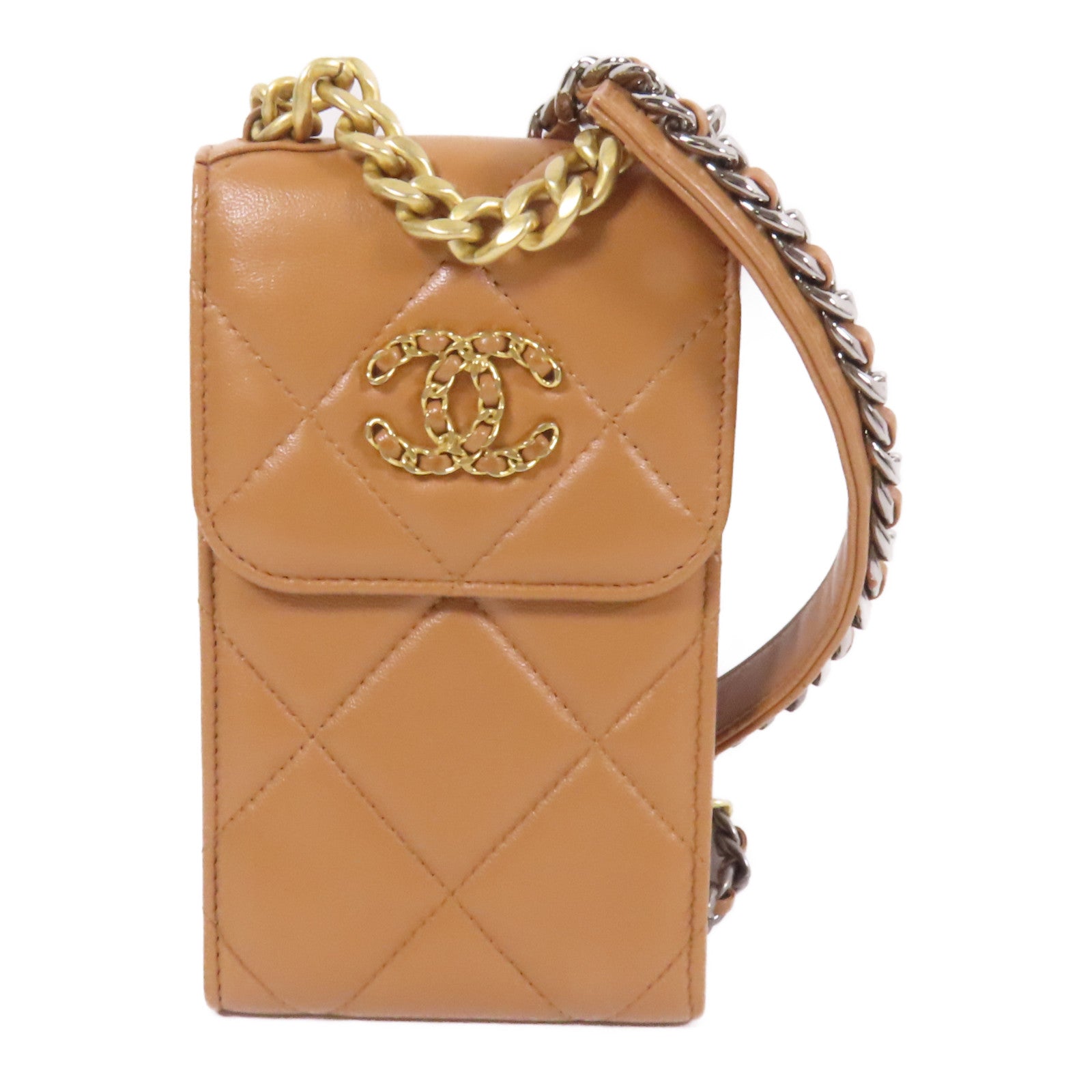CHANEL 羊皮皮革19 Phone Holder手挽肩背兩用袋