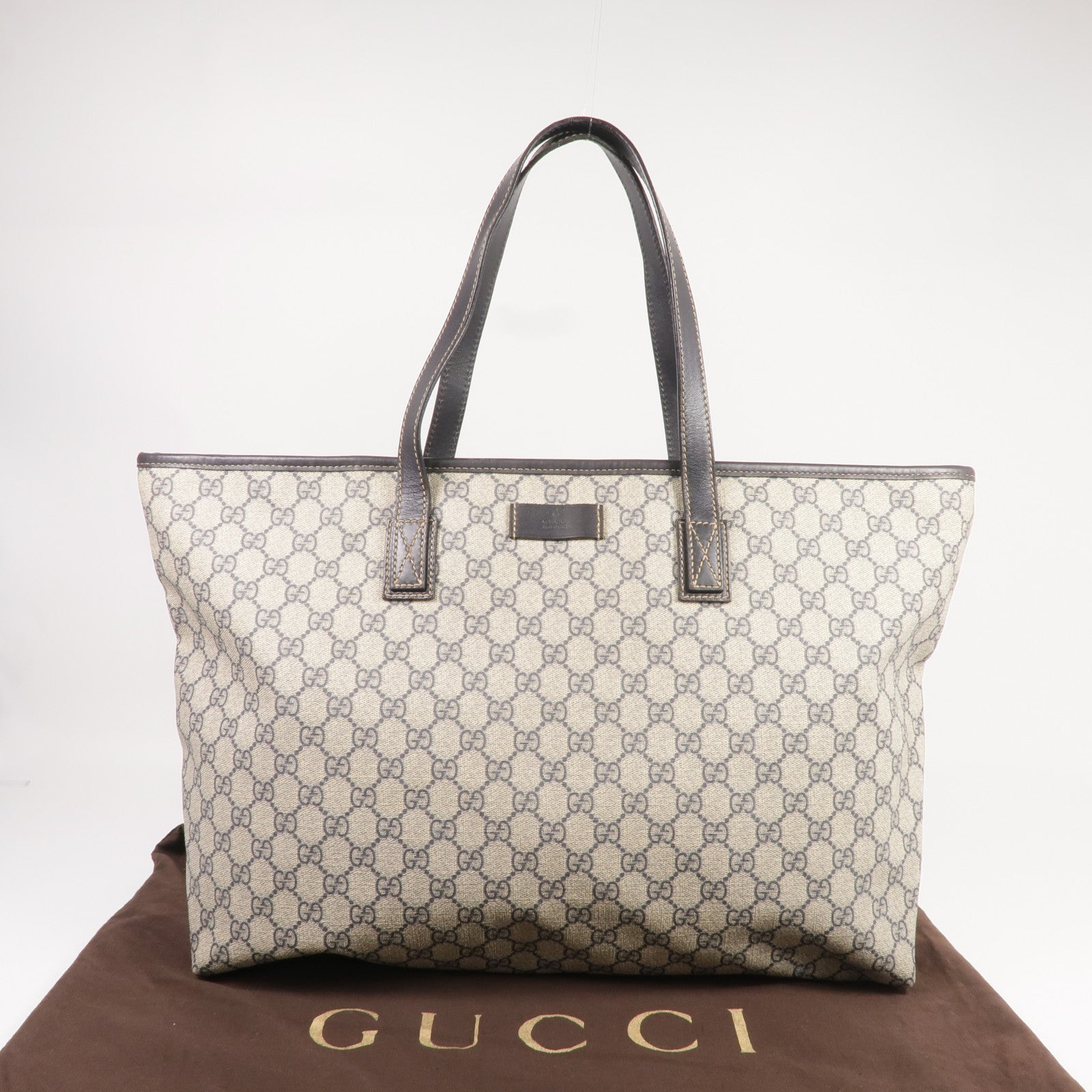 GUCCI 塗層帆布Shoulder Tote銀扣肩背袋/手挽袋