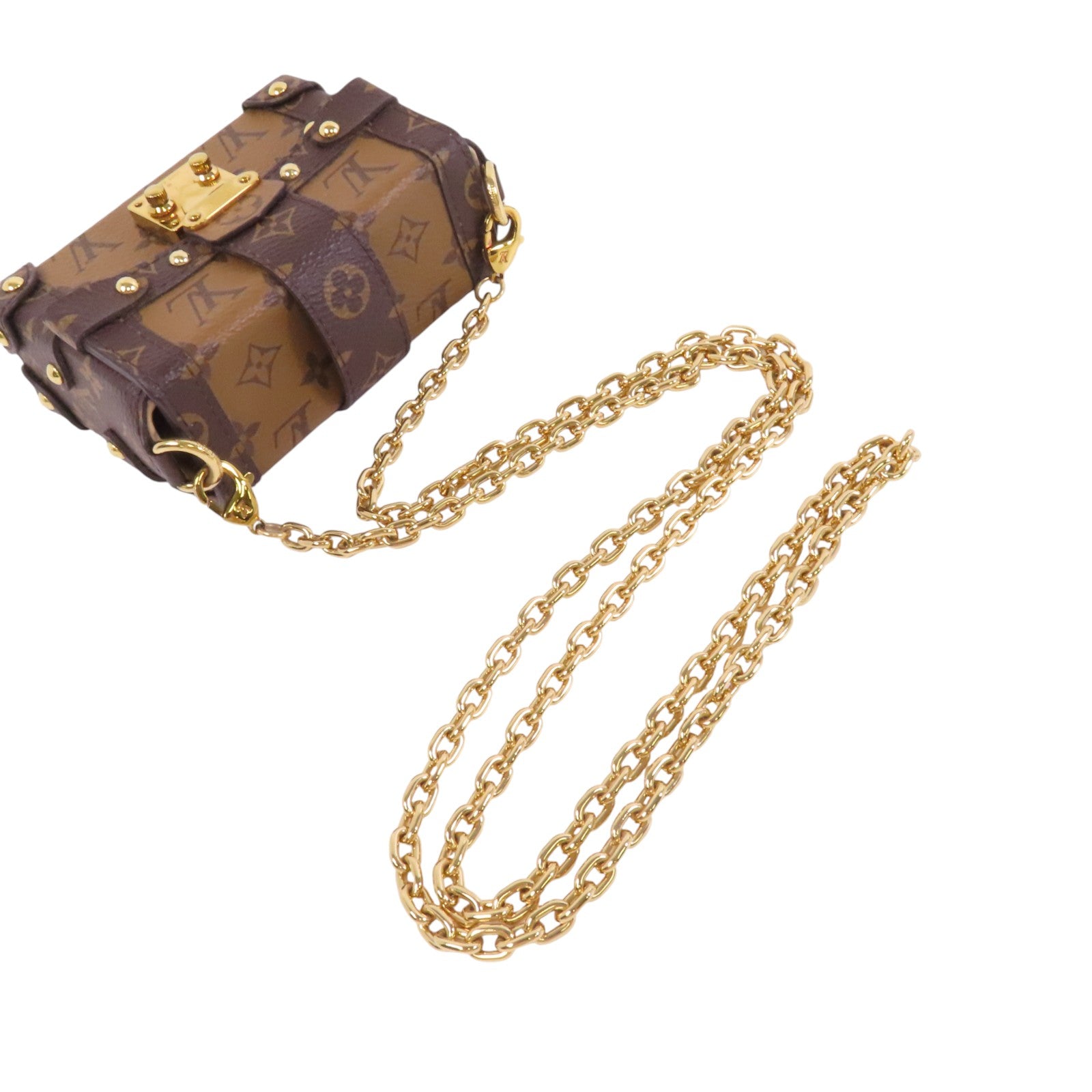 LOUIS VUITTON Monogram Mini Essential Trunk金扣鏈帶肩背袋