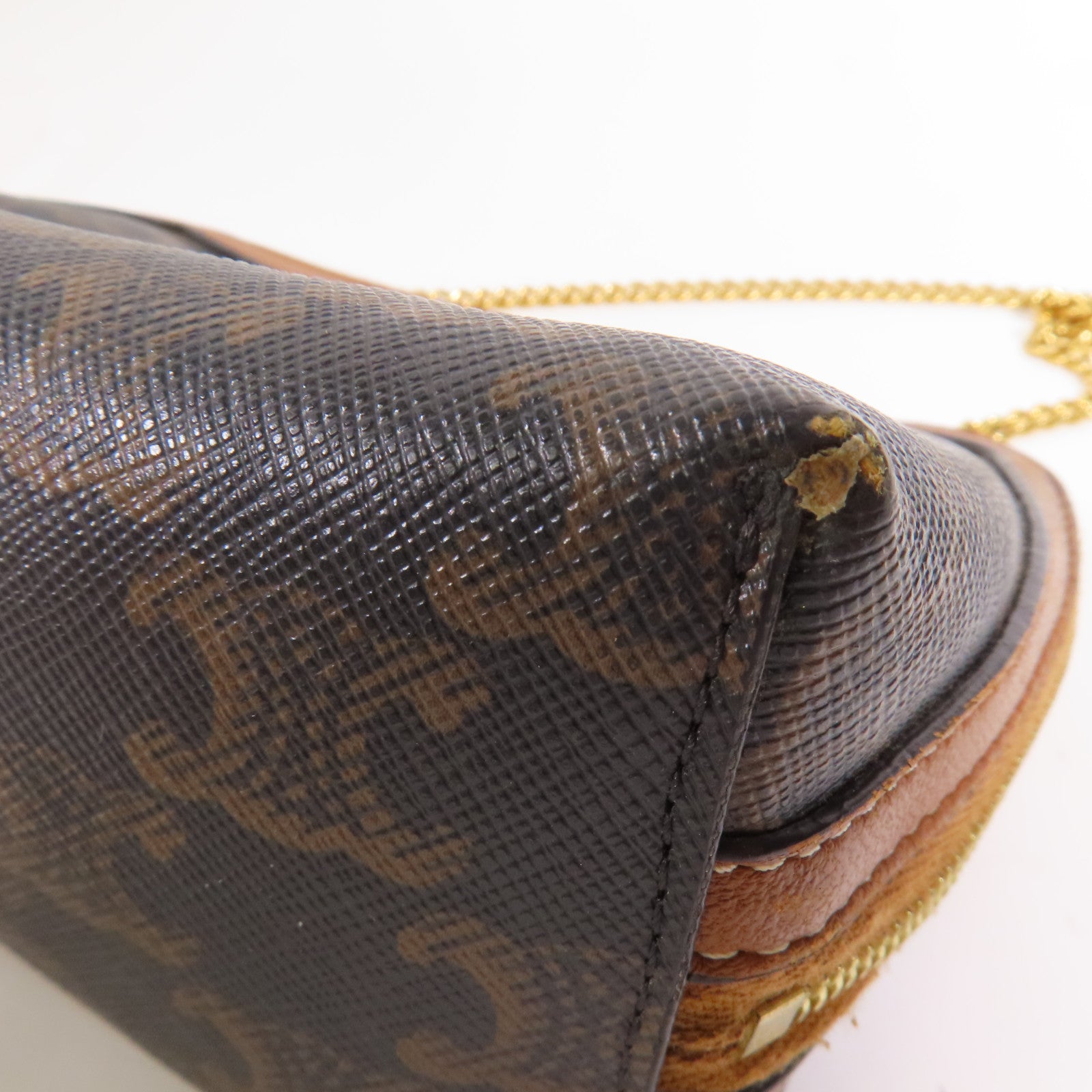 CELINE 塗層帆布Chain Shoulder金扣鏈帶肩背袋