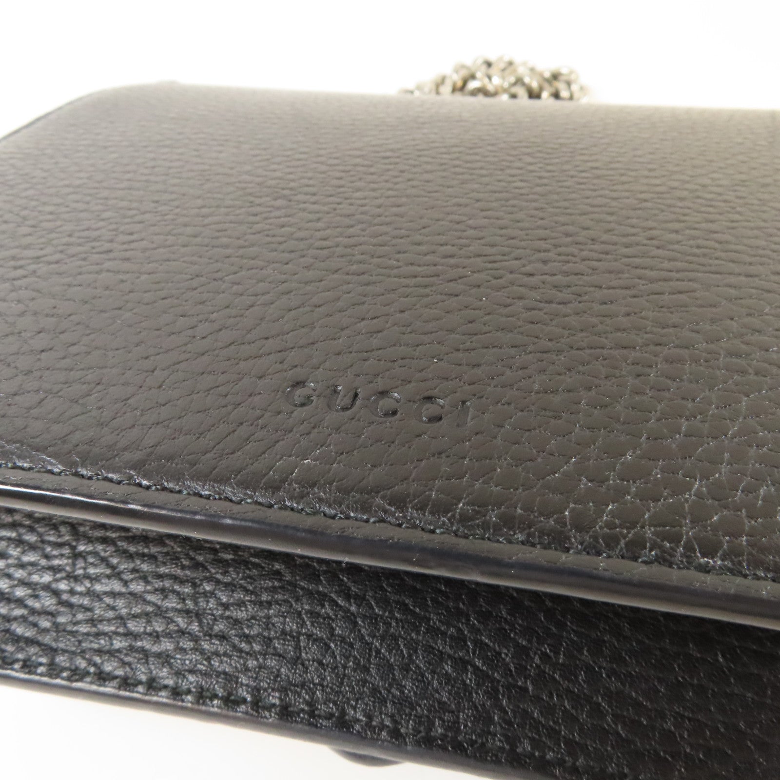 GUCCI 【激減優惠】牛皮皮革Dionysus Mini銀扣鏈帶肩背袋黑色