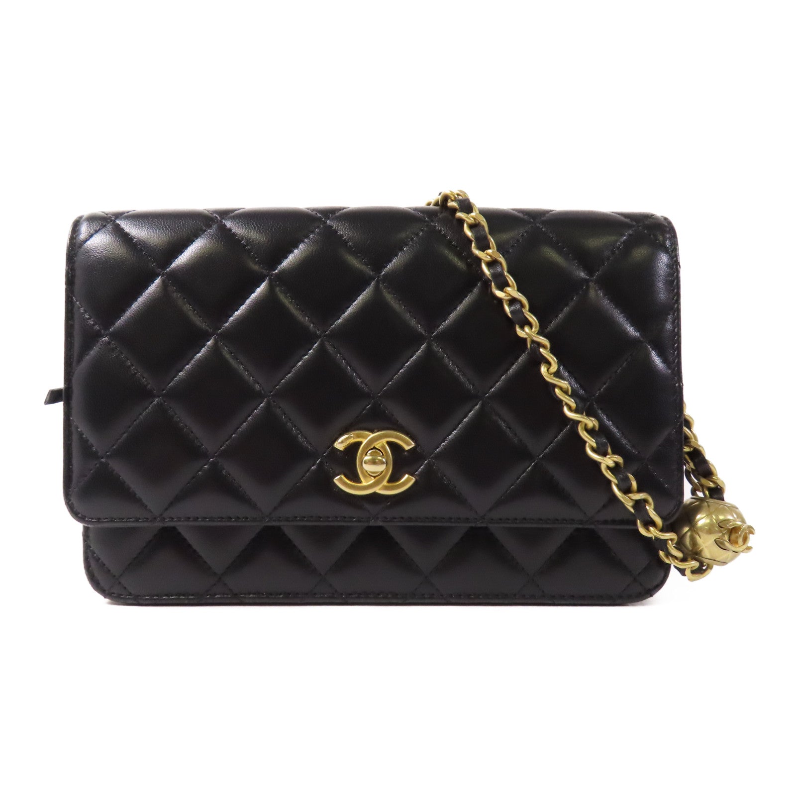 CHANEL 羊皮皮革Wallet On Chain金扣鏈帶肩背袋