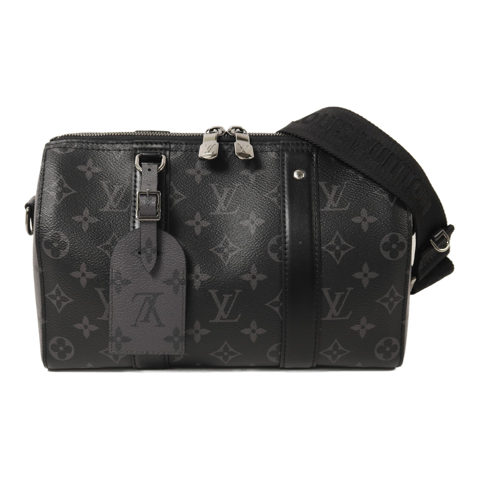 LOUIS VUITTON Monogram Eclipse City Keepall銀扣手挽肩背兩用袋