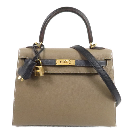 HERMES Epsom皮革Kelly 25手挽肩背兩用袋Etoupe/Ardoise/Noir