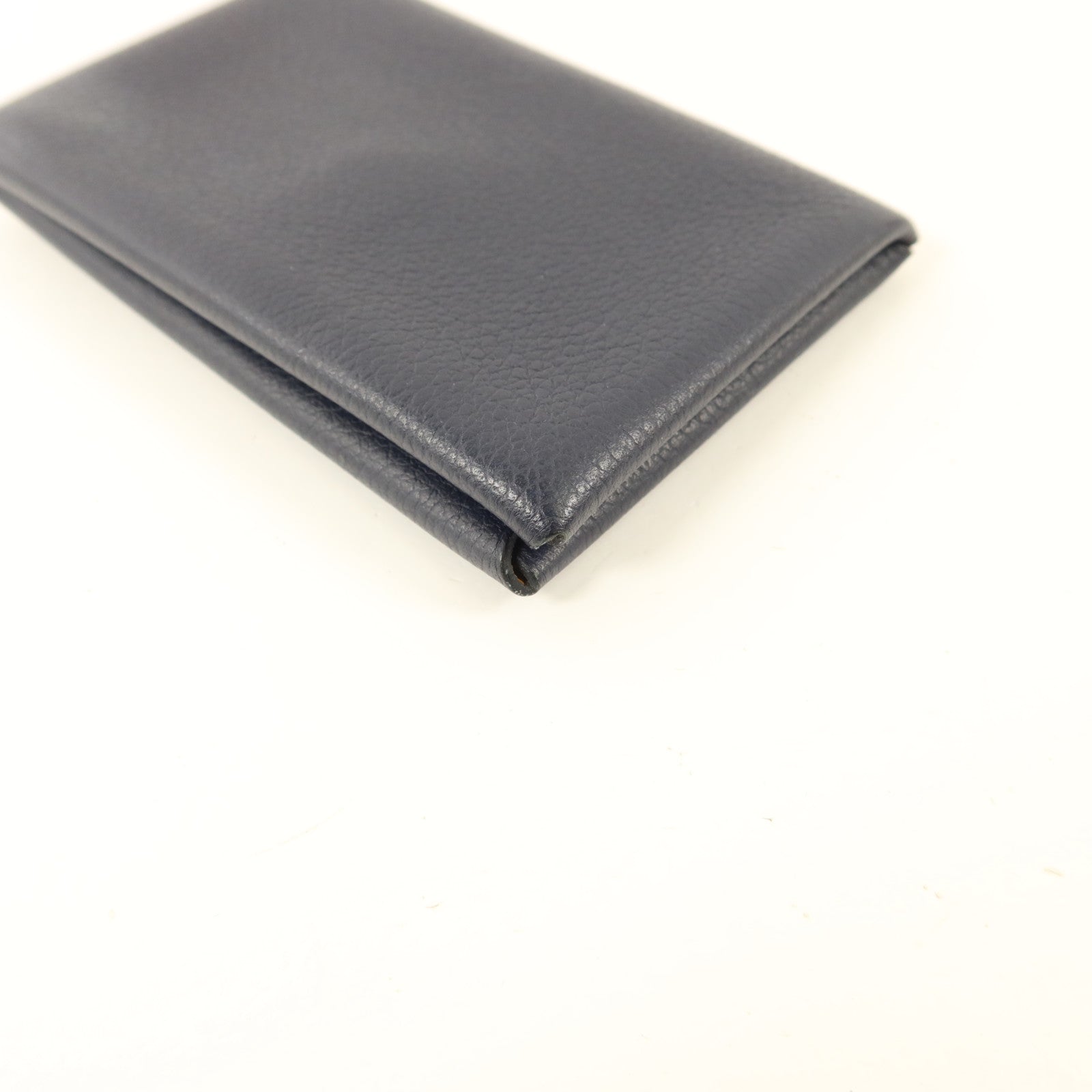 HERMES Evercolor皮革Calvi Card Case銀扣卡片套Bleu Nuit