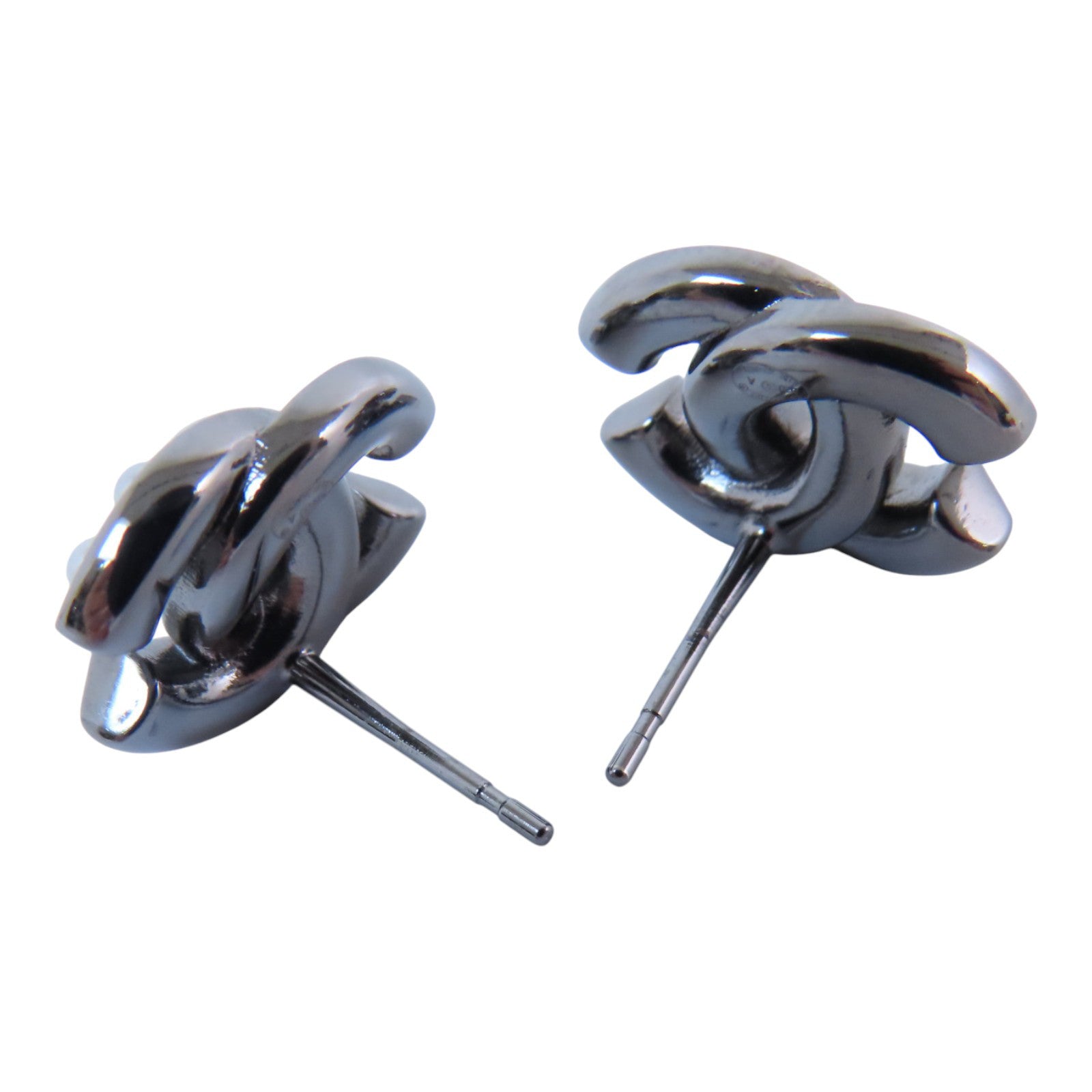 CHANEL 金屬/水鑽/仿珍珠CC Earrings銀扣耳環