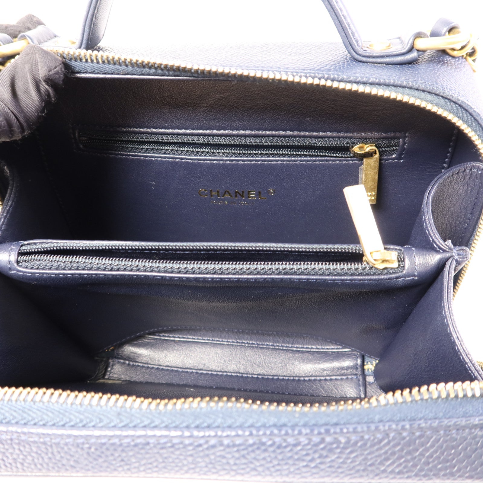 CHANEL 牛皮皮革Vanity Case金扣手挽肩背兩用袋