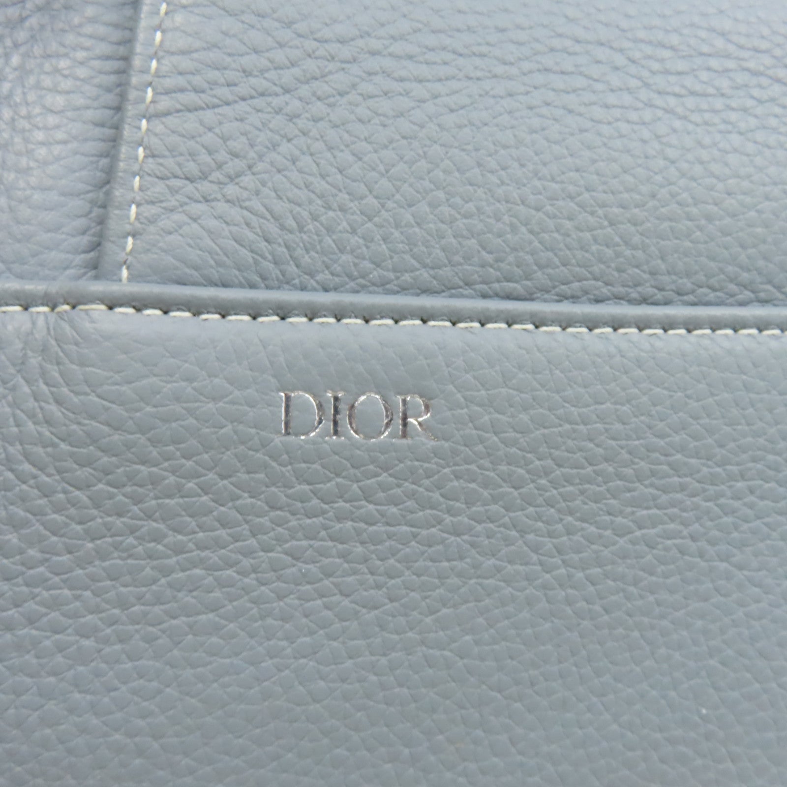 Dior 【清倉大減價】牛皮皮革Saddle Bag銀扣斜孭袋灰藍色