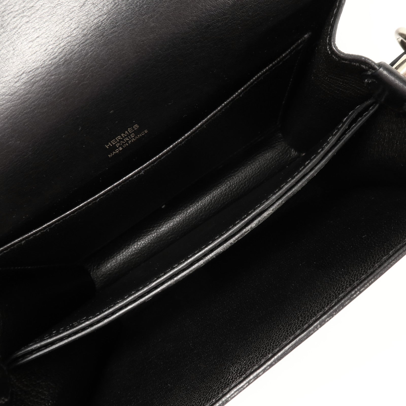 HERMES Evergrain皮革Mini Roulis金扣肩背袋Black
