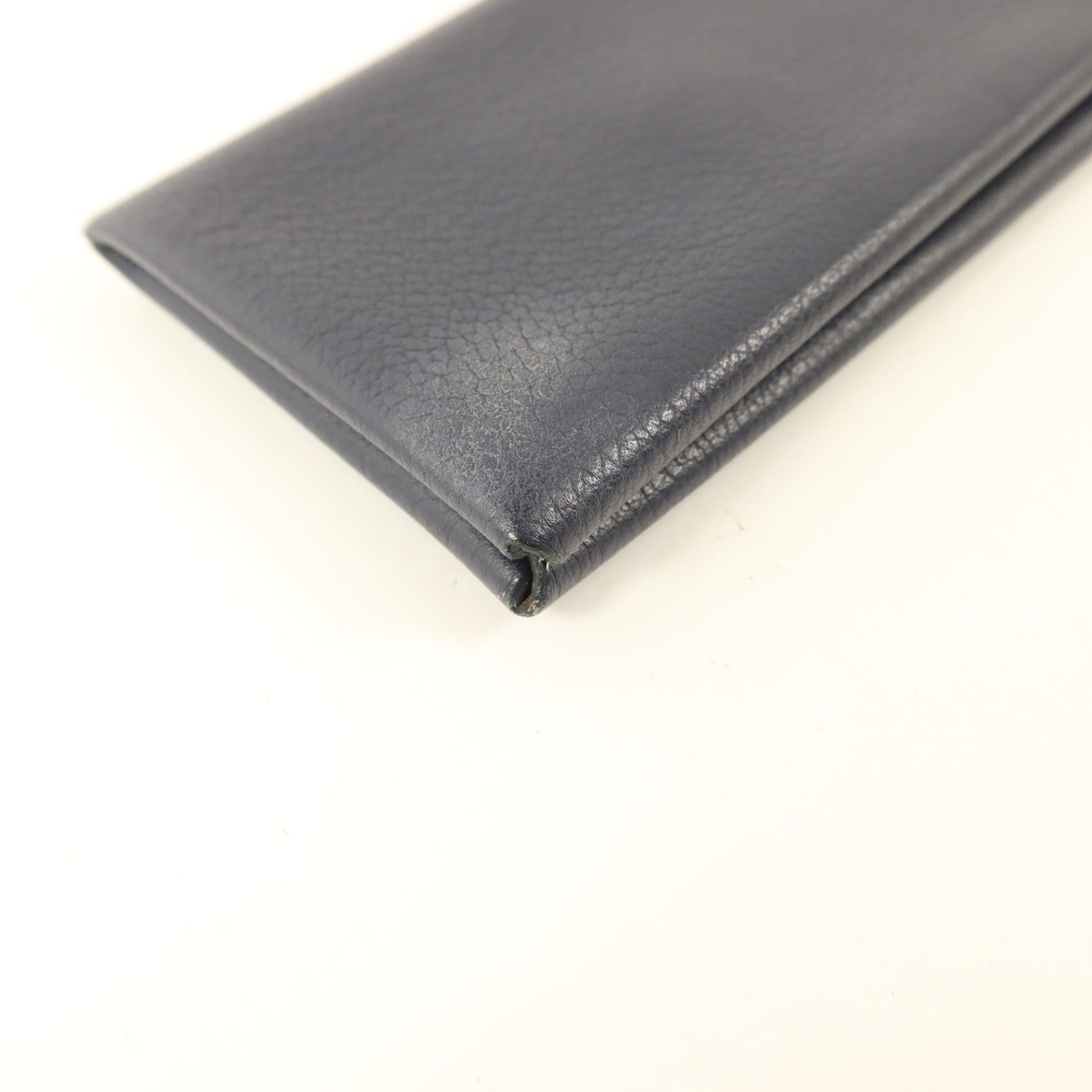 HERMES Evercolor皮革Calvi Card Case銀扣卡片套Bleu Nuit