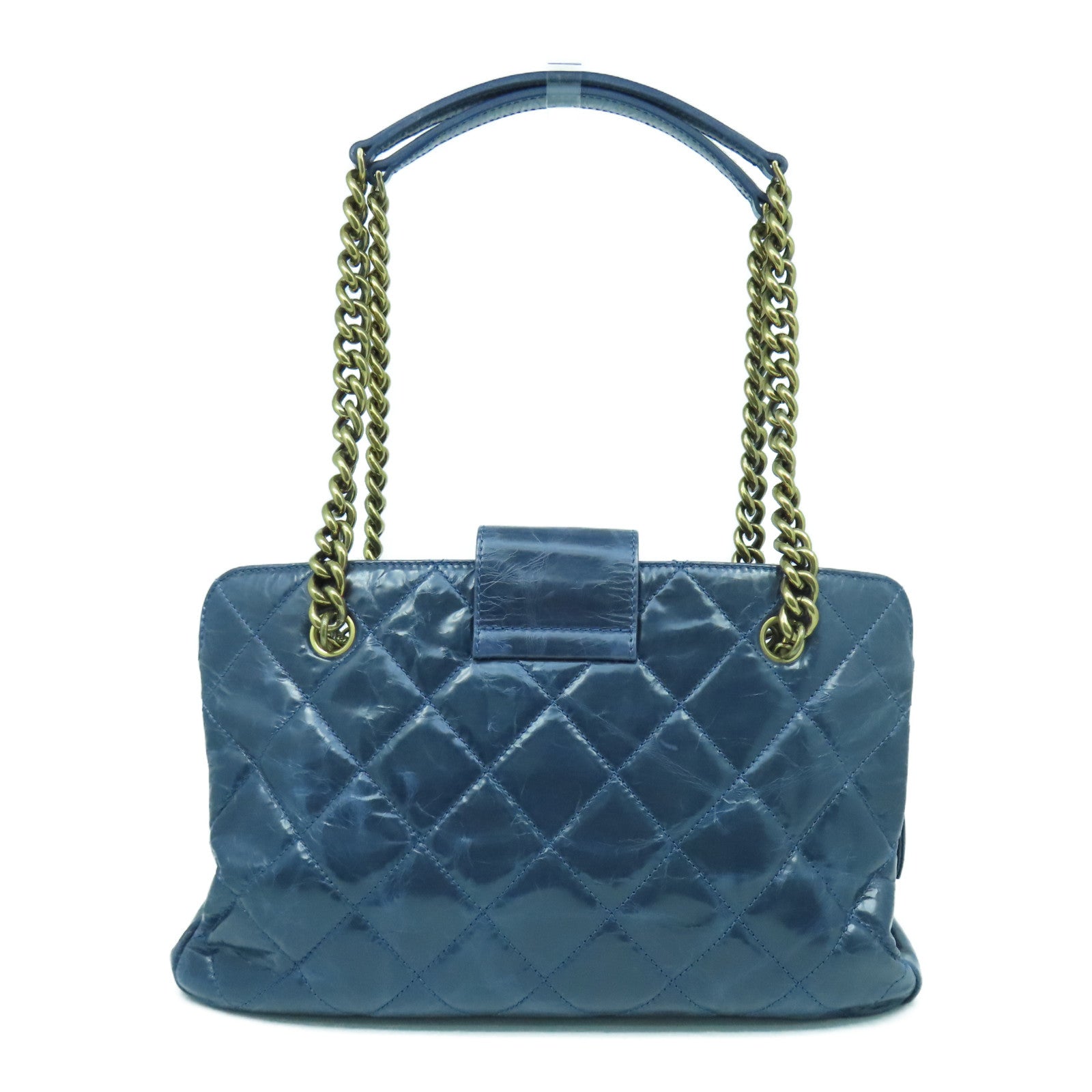 CHANEL 【清倉大減價】菱格牛皮皮革Shoulder Bag金扣肩背袋藍色