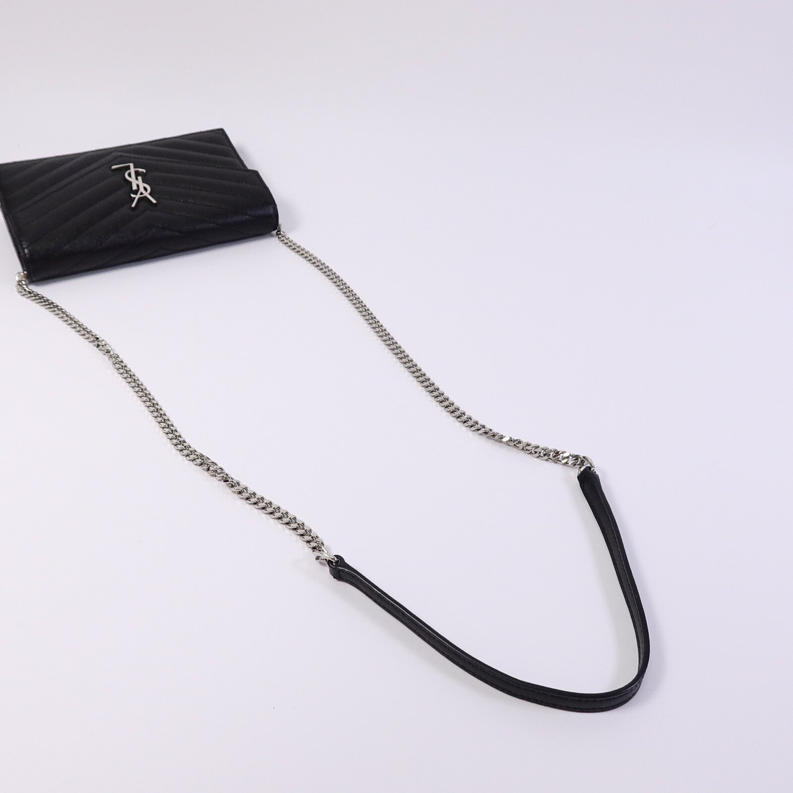 SAINT LAURENT 牛皮皮革Wallet On Chain鏈帶肩背袋