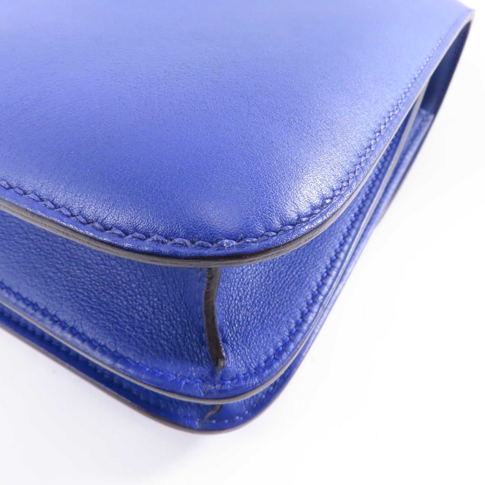 HERMES 【激減優惠】Swift皮革Constance 24銀扣肩背袋Bleu Electric/藍色