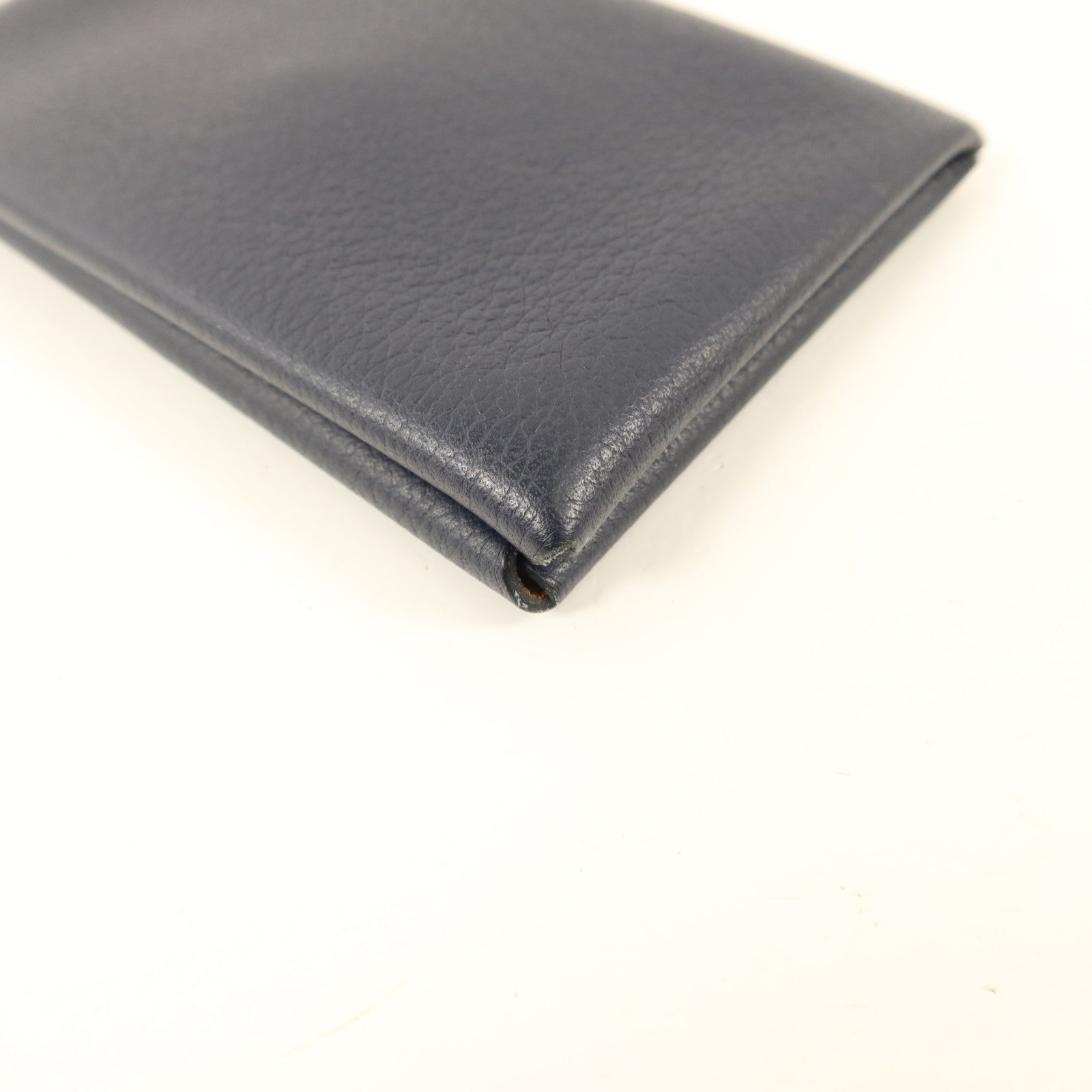 HERMES Evercolor皮革Calvi Card Case銀扣卡片套Bleu Nuit