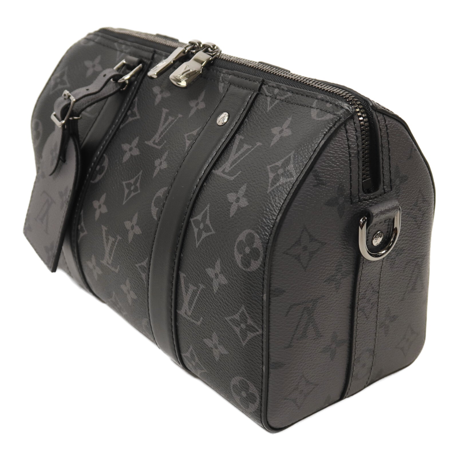 LOUIS VUITTON Monogram Eclipse City Keepall銀扣手挽肩背兩用袋